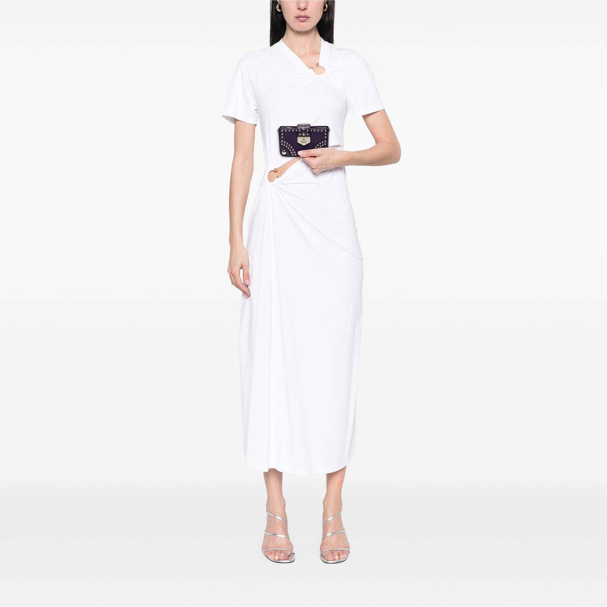 Prada City Calfskin Studded Elektra Turn Lock Clutch