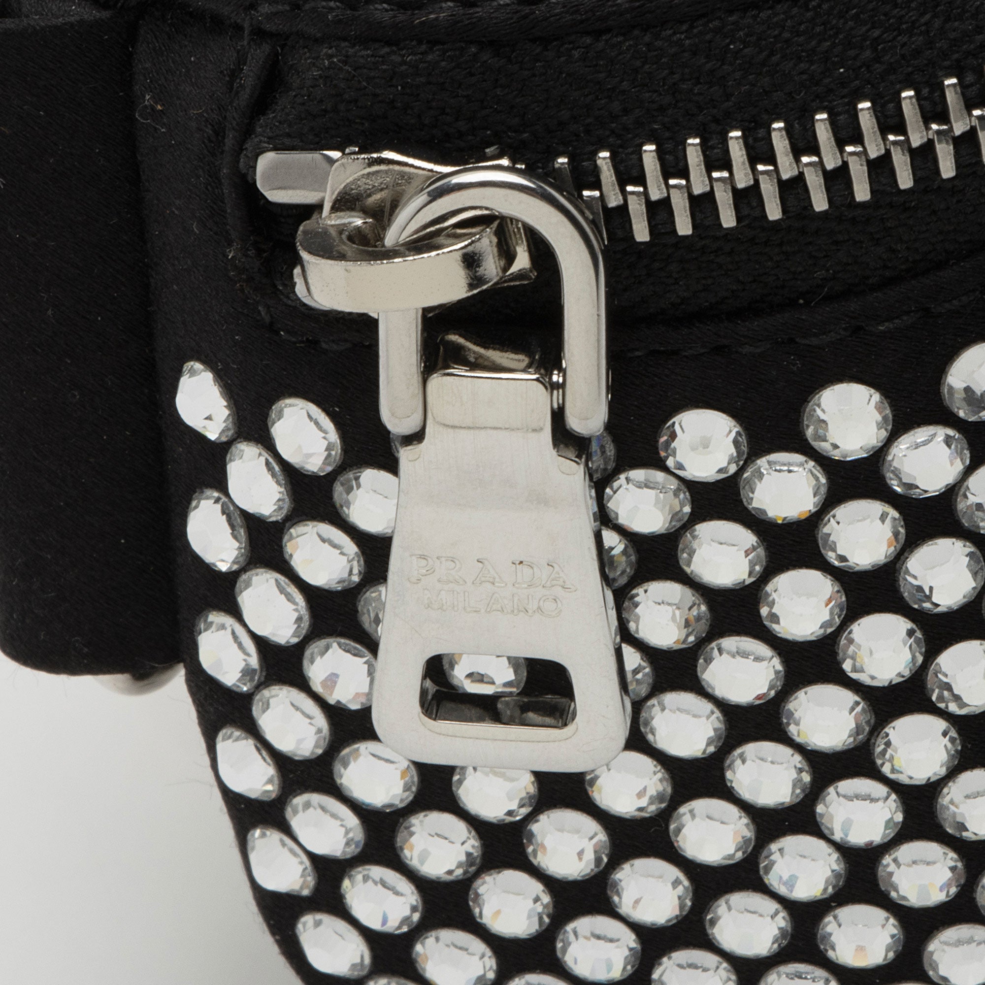 Prada Crystal Embellished Mini Wrist Pouch (SHF-9KrVut)