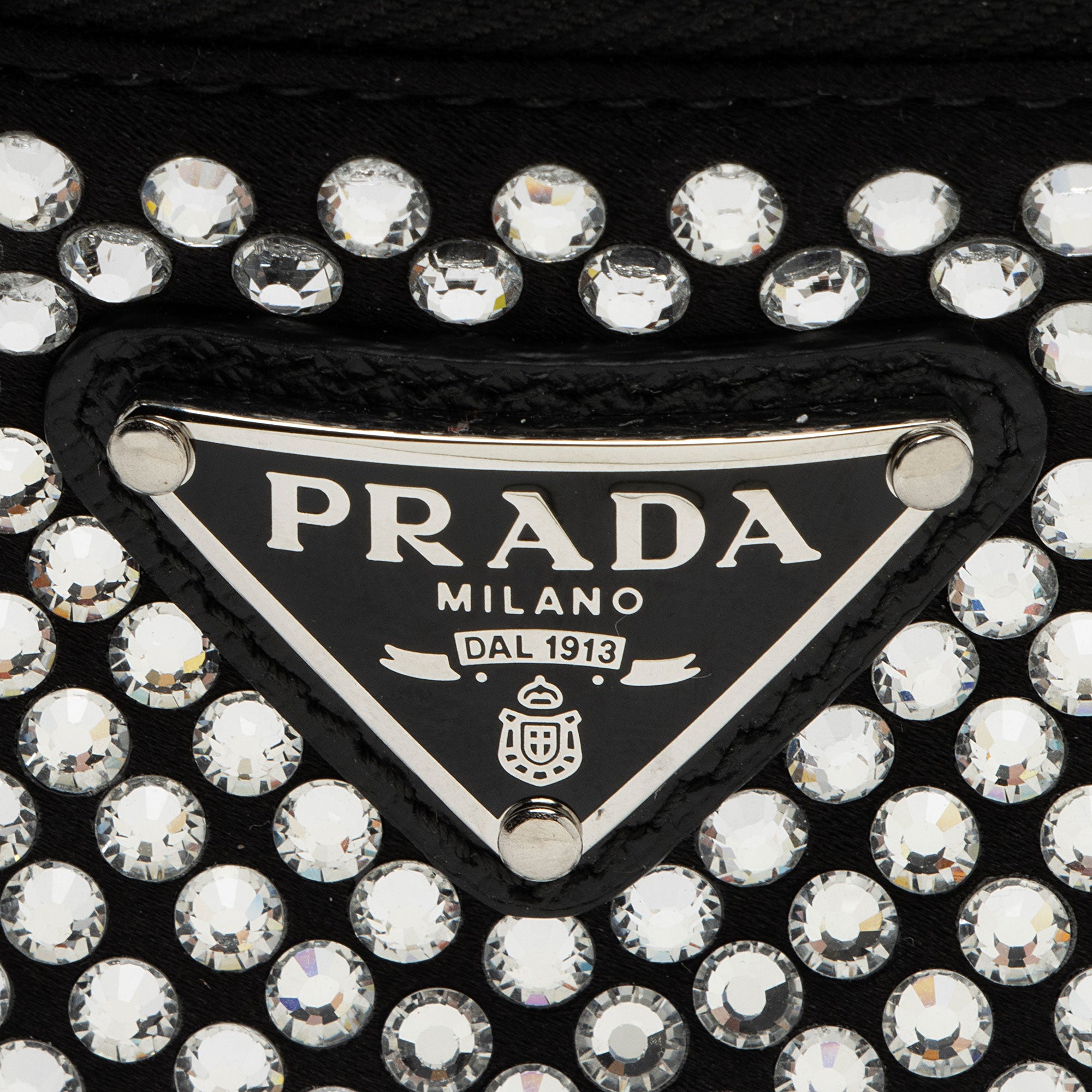 Prada Crystal Embellished Mini Wrist Pouch (SHF-9KrVut)