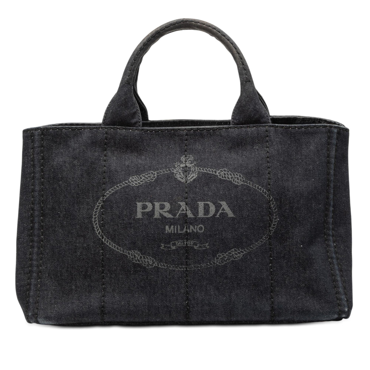 Prada Denim Canapa Logo Tote