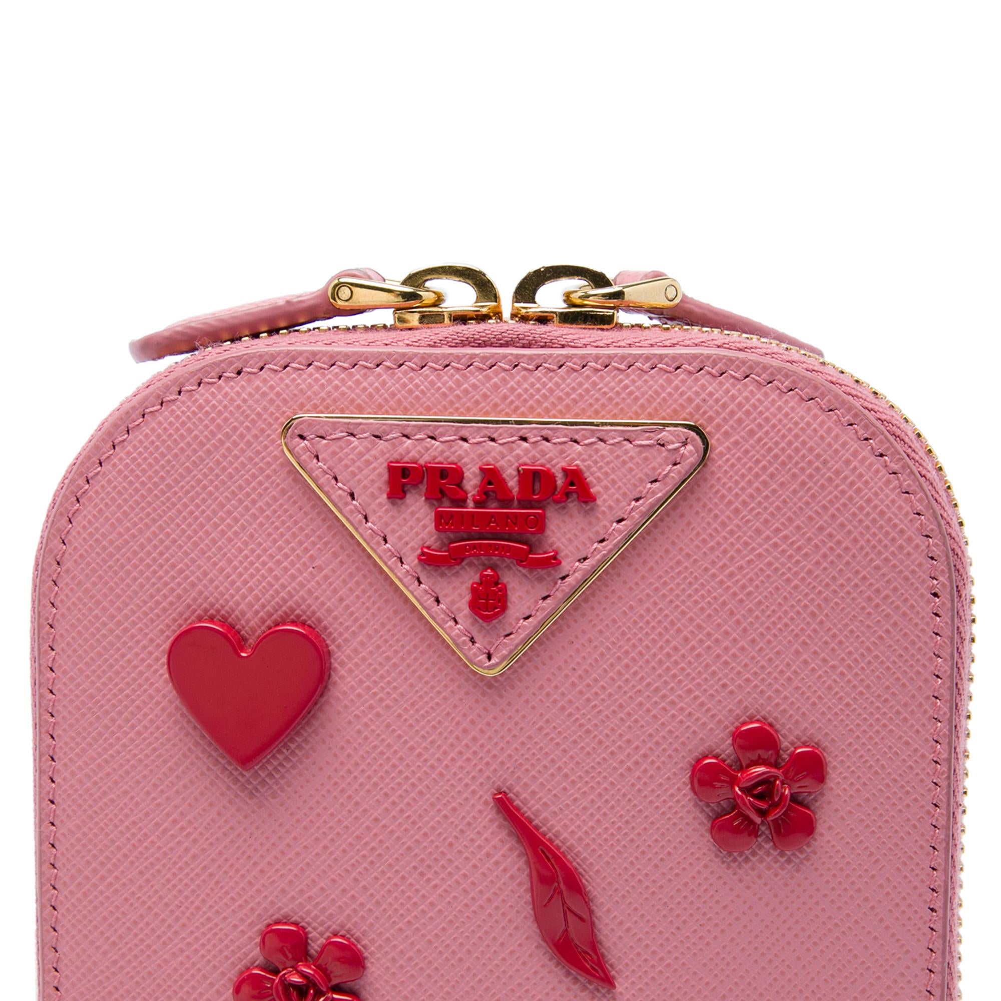 Prada Embellished Saffiano Lux Phone Pouch