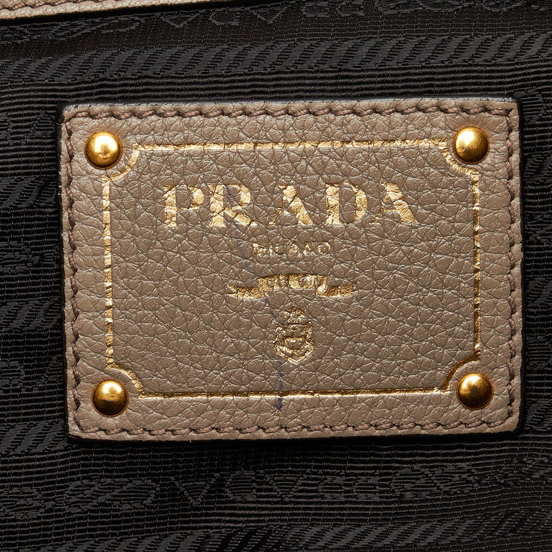 Prada Embossed Logo Leather Tote (SHGwrixDz) LuxeDH