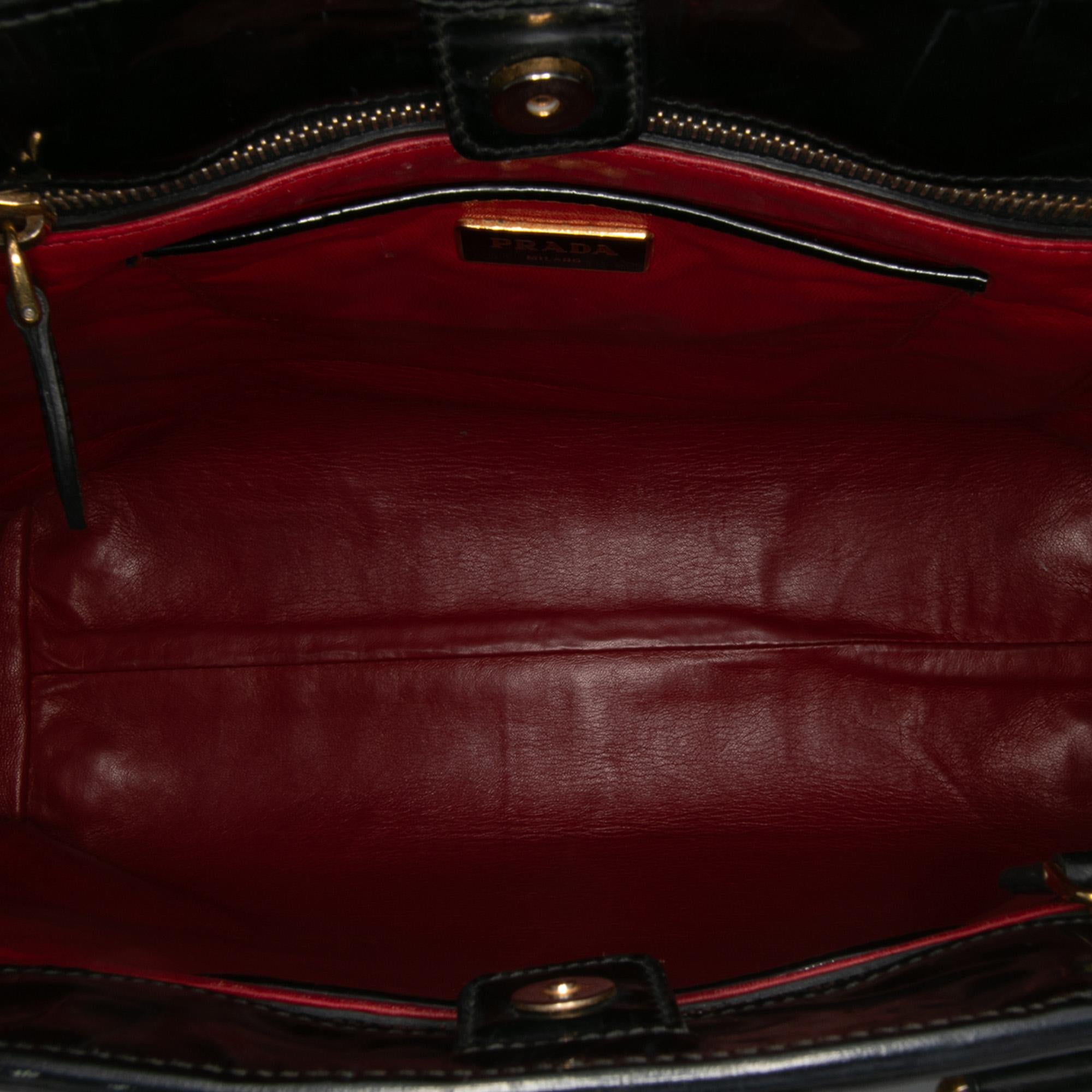 Prada Embossed Patent Satchel