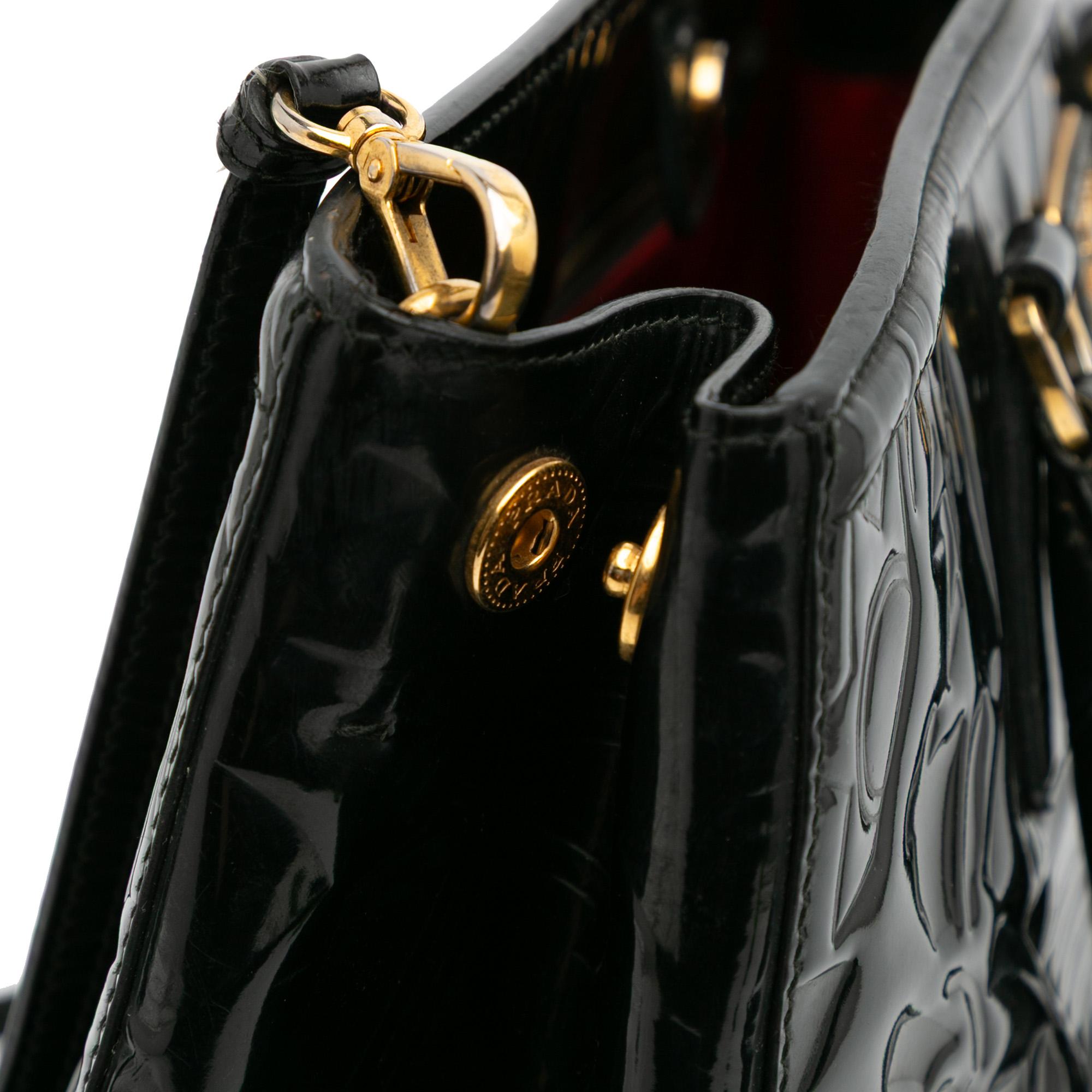 Prada Embossed Patent Satchel