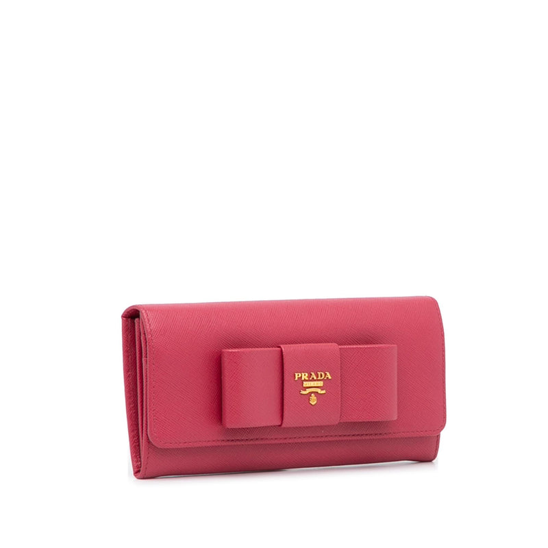 Prada Fiocco Bow Saffiano Lux Long Wallet (SHG-75XreP) – LuxeDH