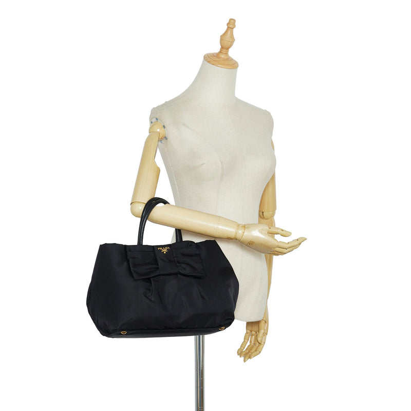 Prada Fiocco Bow Tessuto Handbag (SHG-GjTq6D)