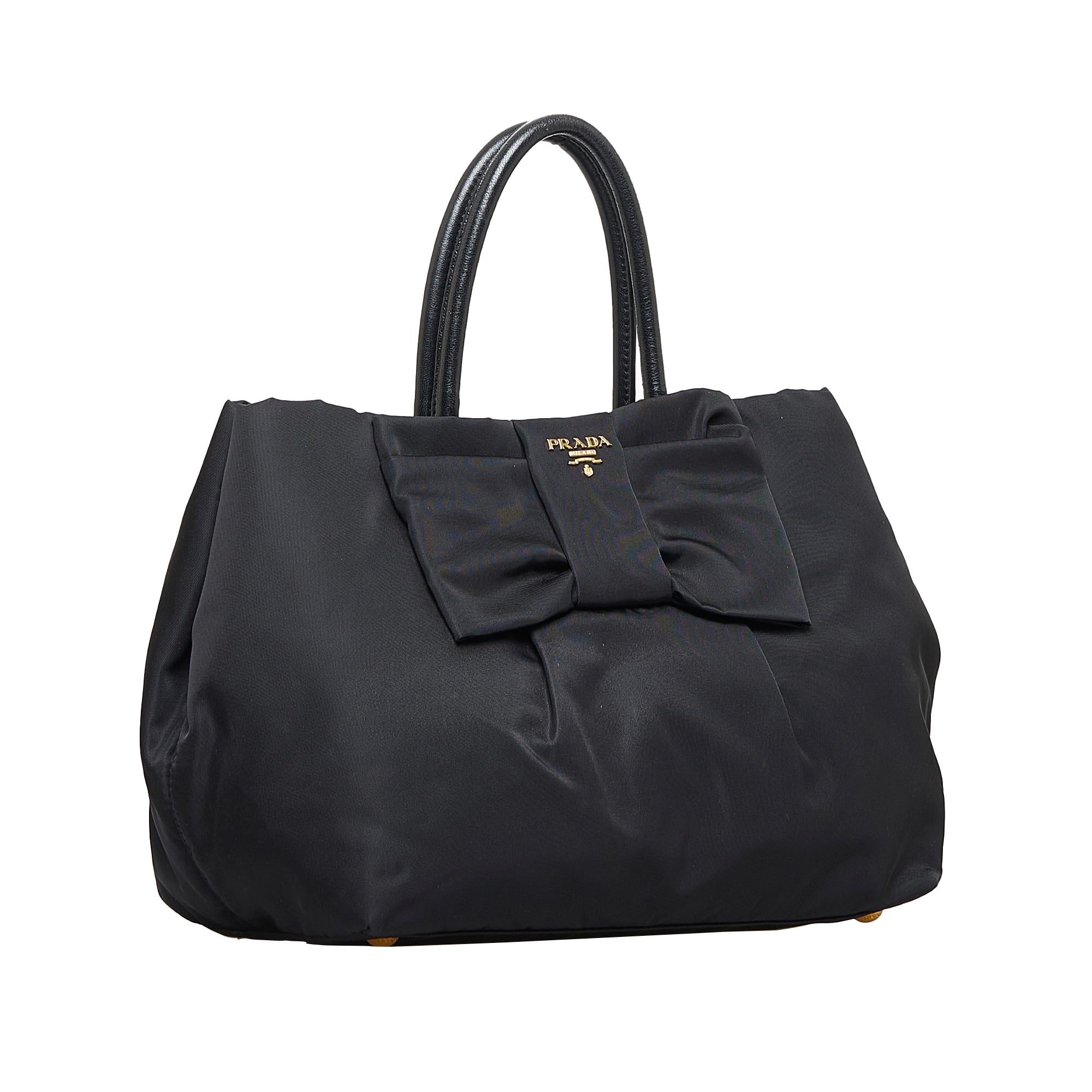 Prada Fiocco Bow Tessuto Handbag (SHG-GjTq6D)