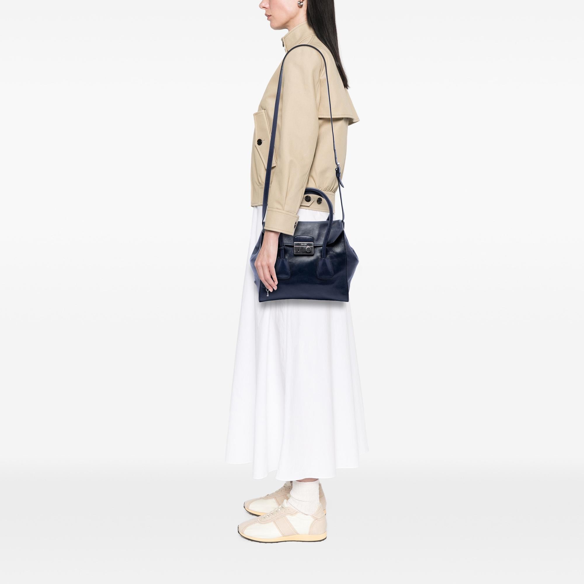Prada Glace Calf Sound Lock Satchel