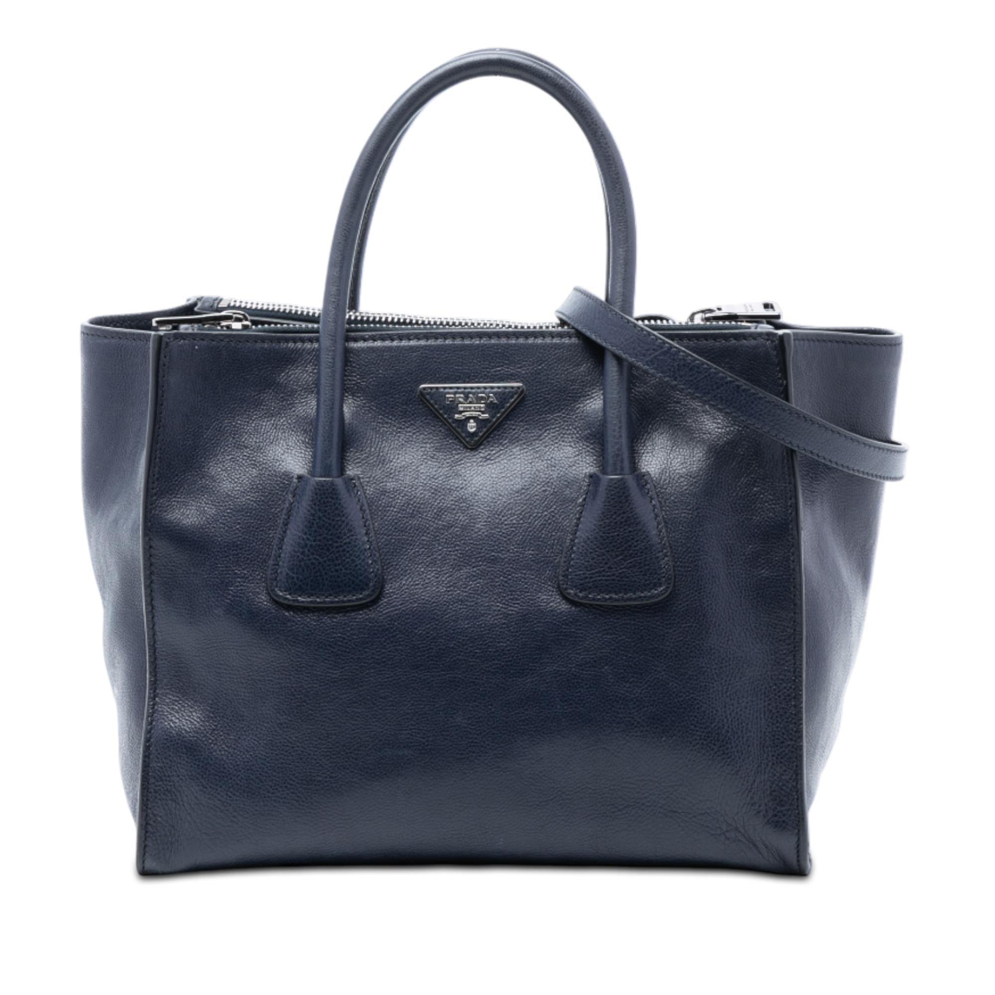 Prada Glace Calf Twin Pocket Double Handle Satchel