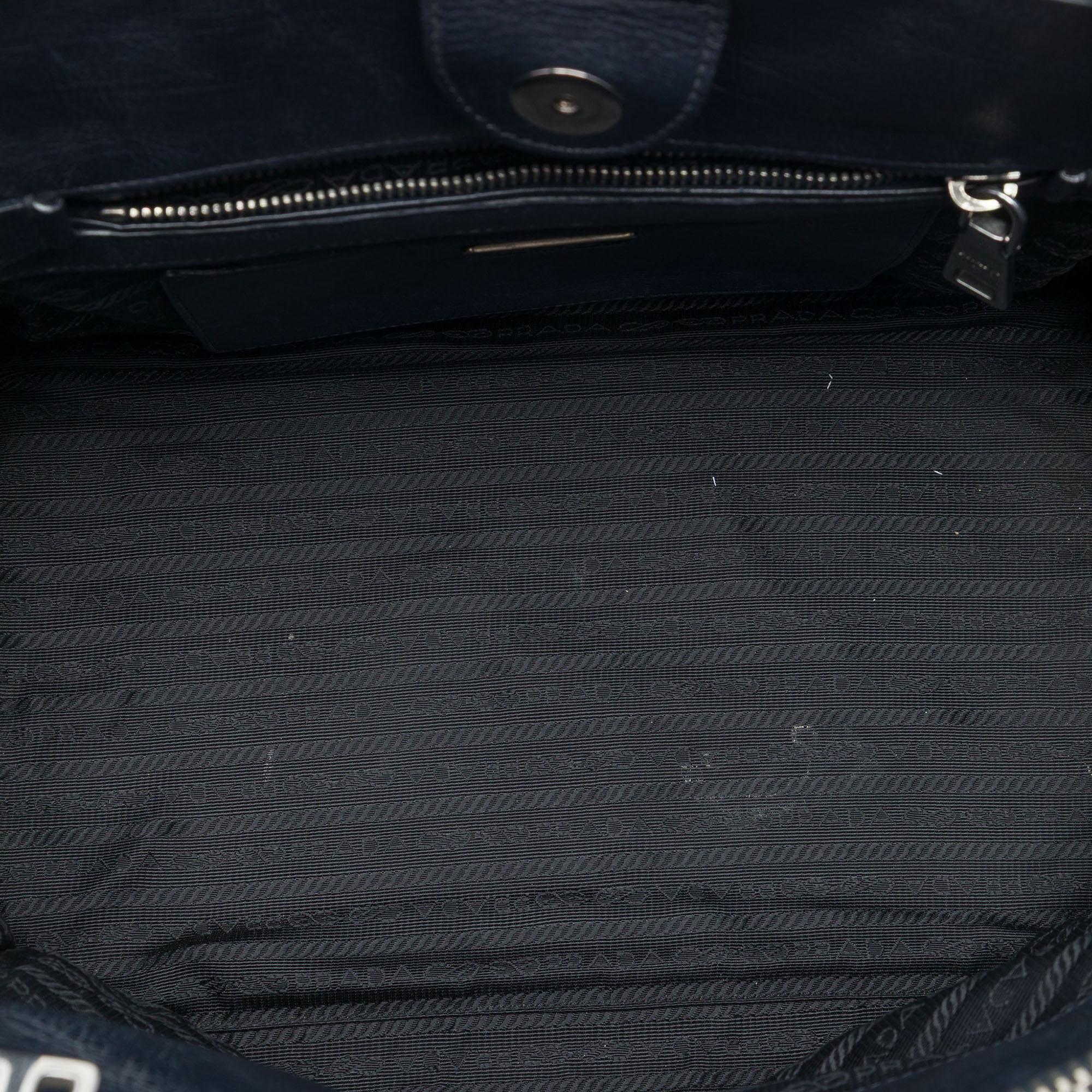 Prada Glace Calf Twin Pocket Double Handle Satchel