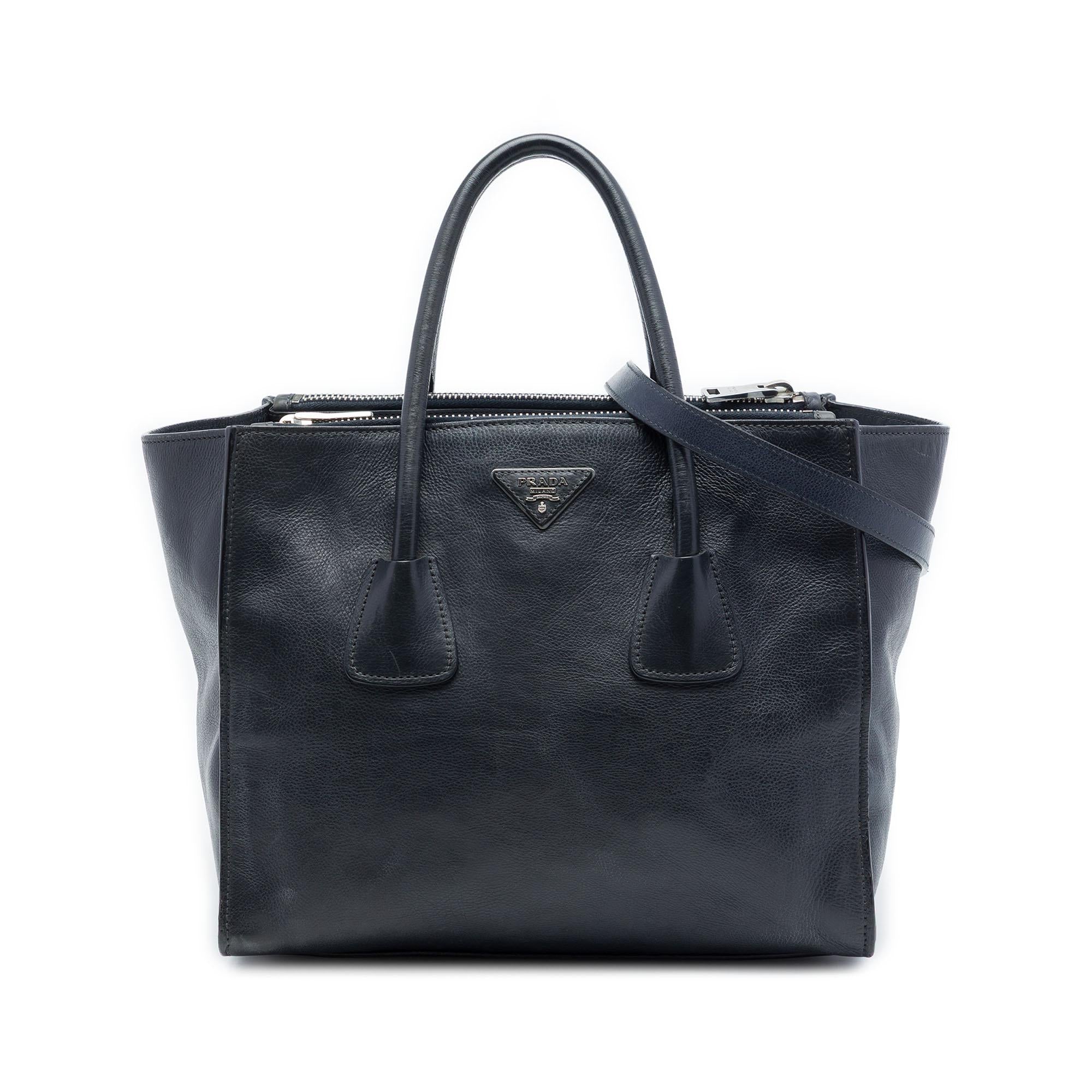 Prada Glace Calf Twin Pocket Double Handle Satchel