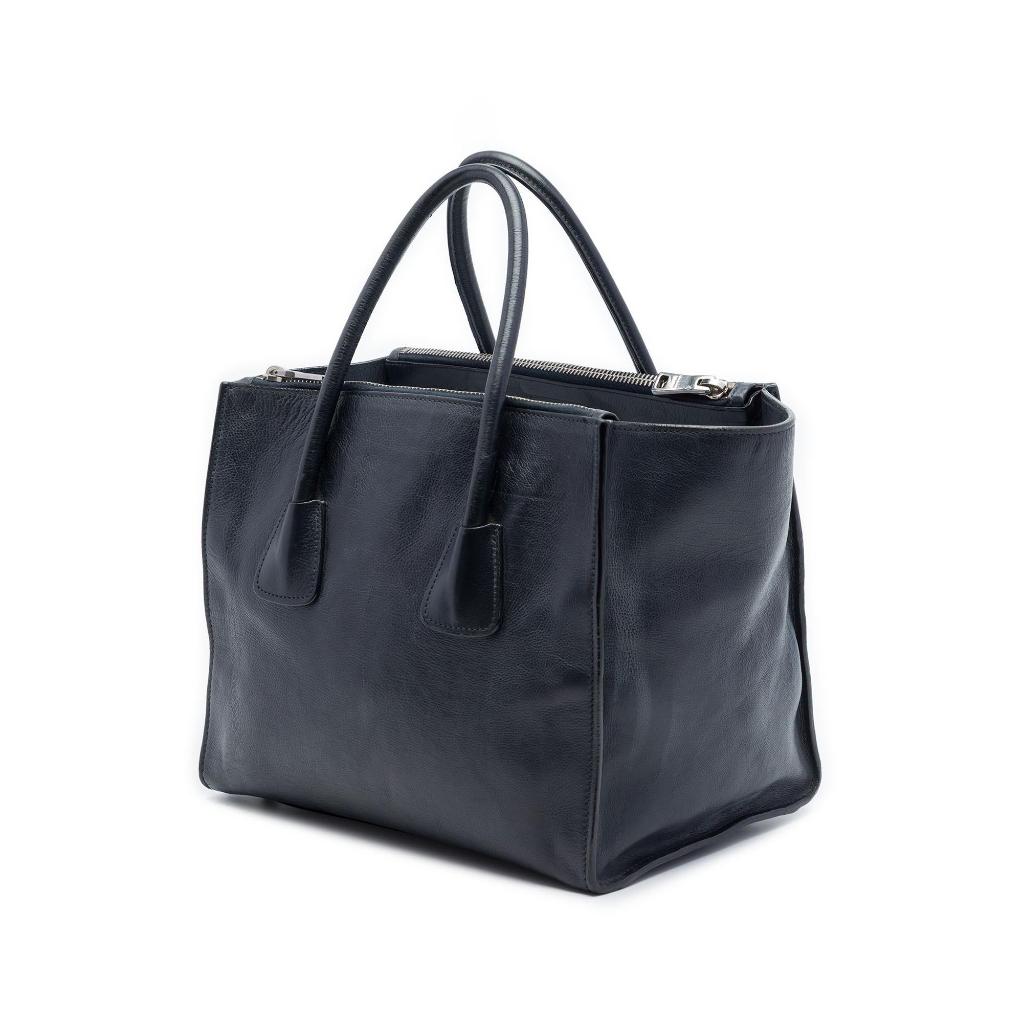 Prada Glace Calf Twin Pocket Double Handle Satchel