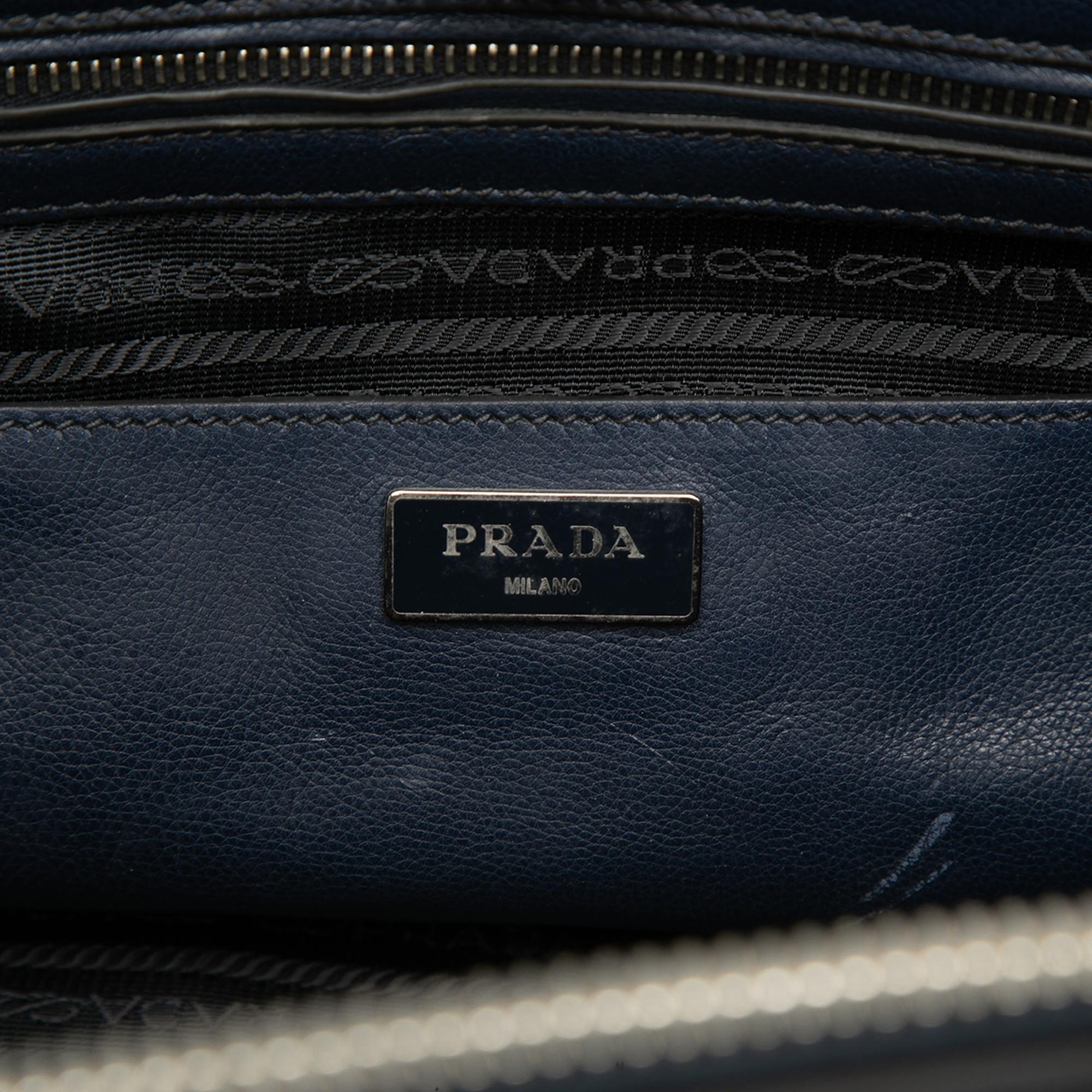 Prada Glace Calf Twin Pocket Double Handle Satchel