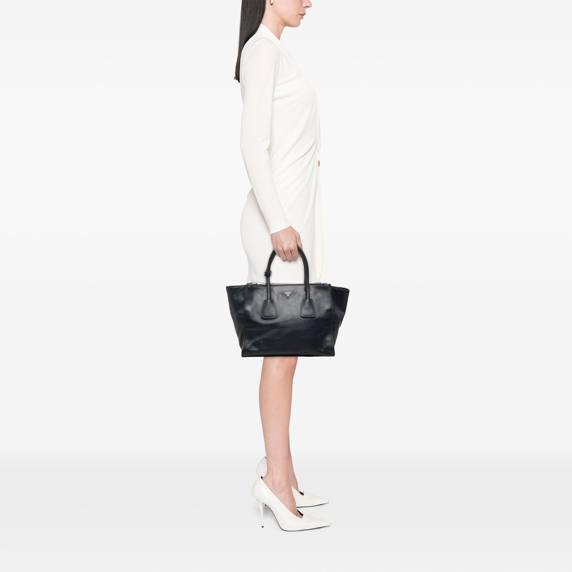 Prada Glace Calf Twin Pocket Double Handle Satchel