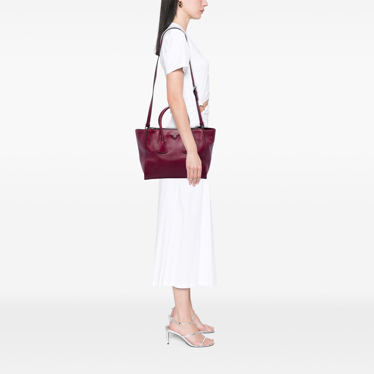 Prada Glace Calf Twin Pocket Double Handle Satchel