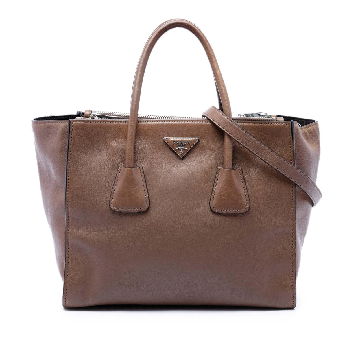 Prada Glace Calf Twin Pocket Double Handle Satchel