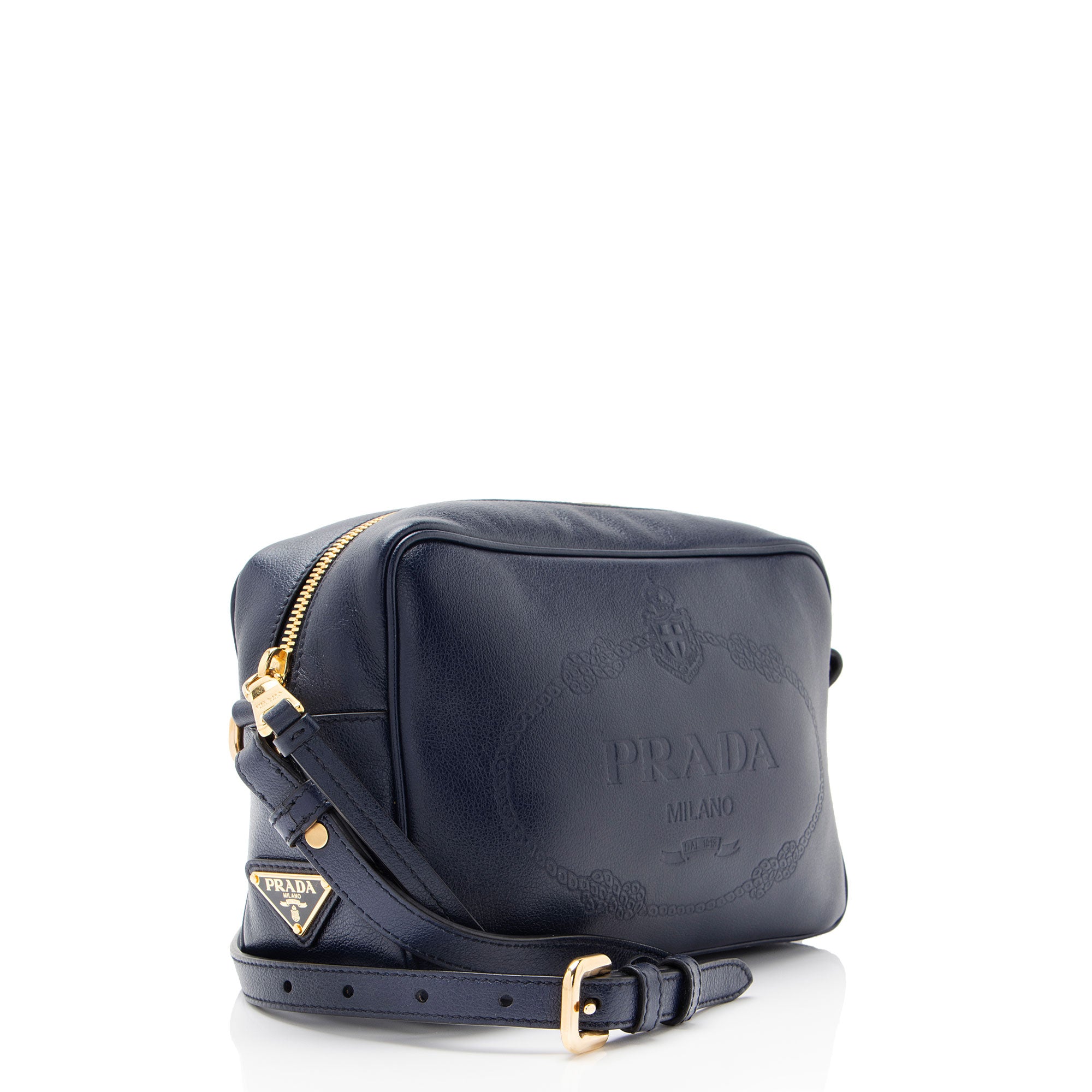 Prada Glace Calfskin Embossed Logo Camera Bag