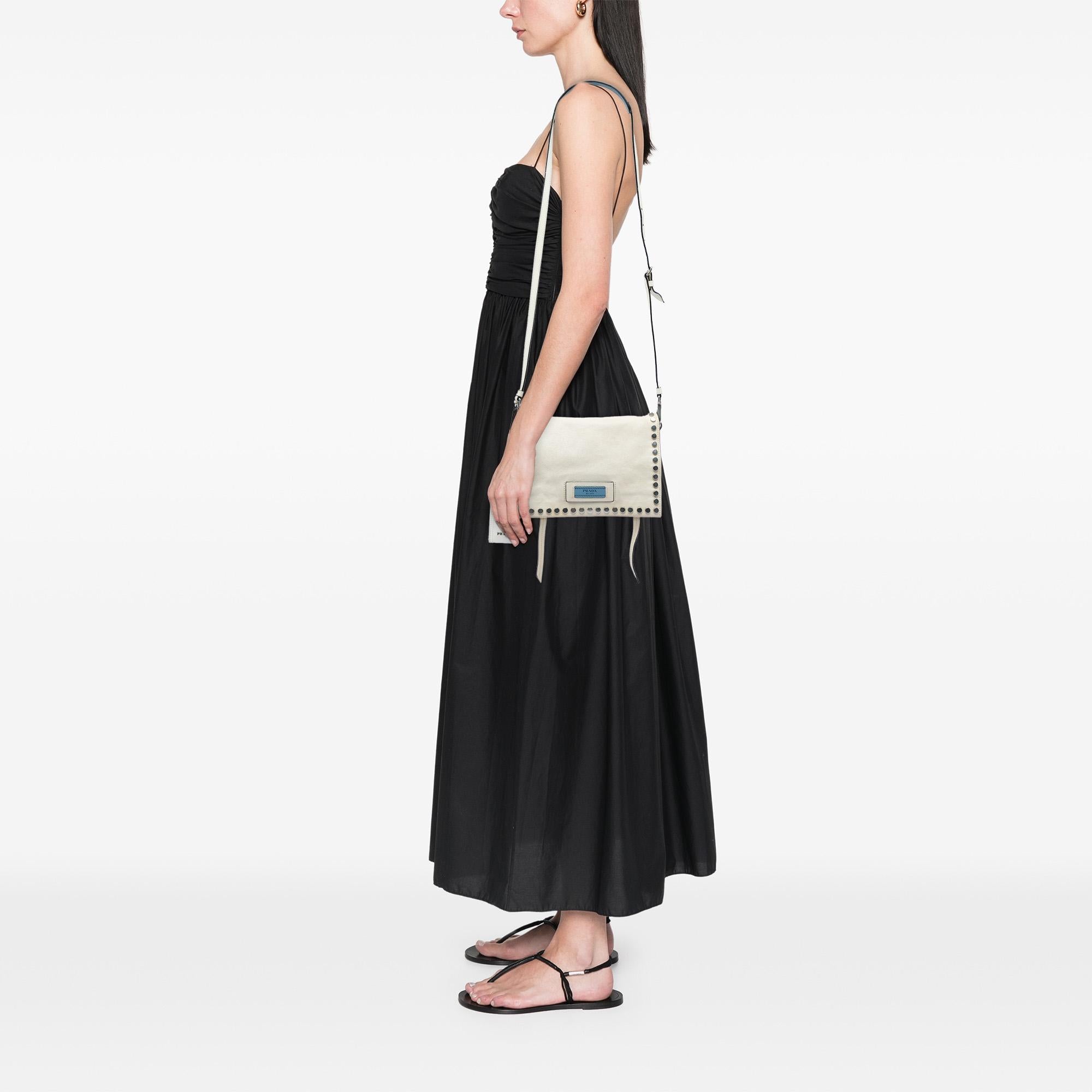 Prada Glace Calfskin Studded Etiquette Flap