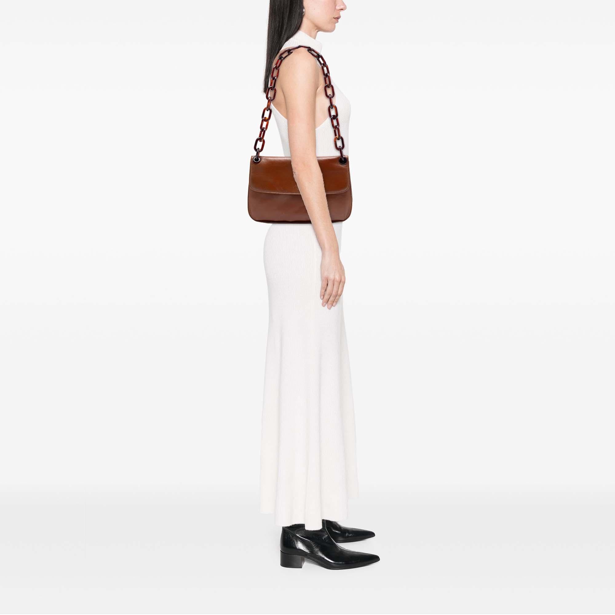 Prada Goatskin Madras Swing Chain Shoulder Bag