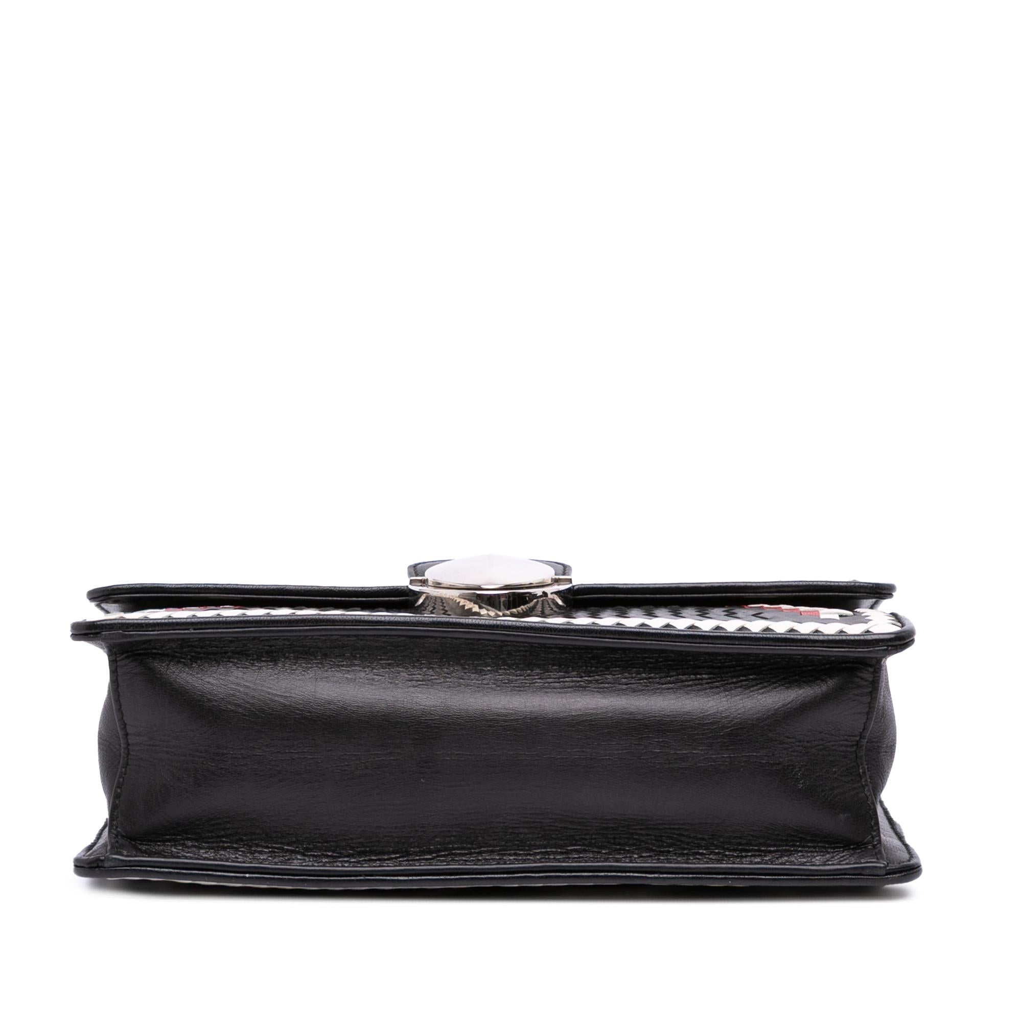 Prada Goatskin Woven Madras Crossbody