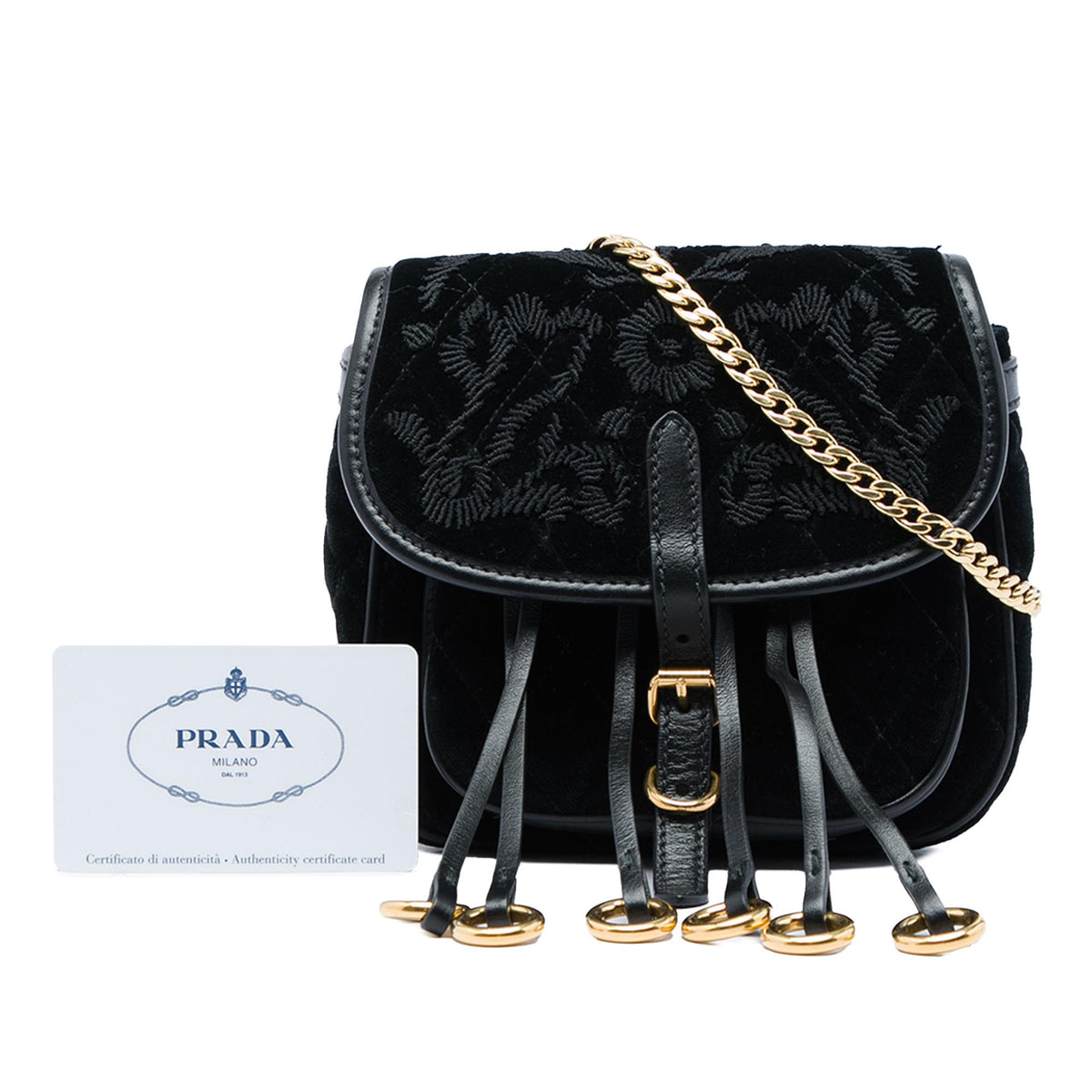 Prada Impuntu Embroidered Velluto Corsaire Convertible Belt Bag