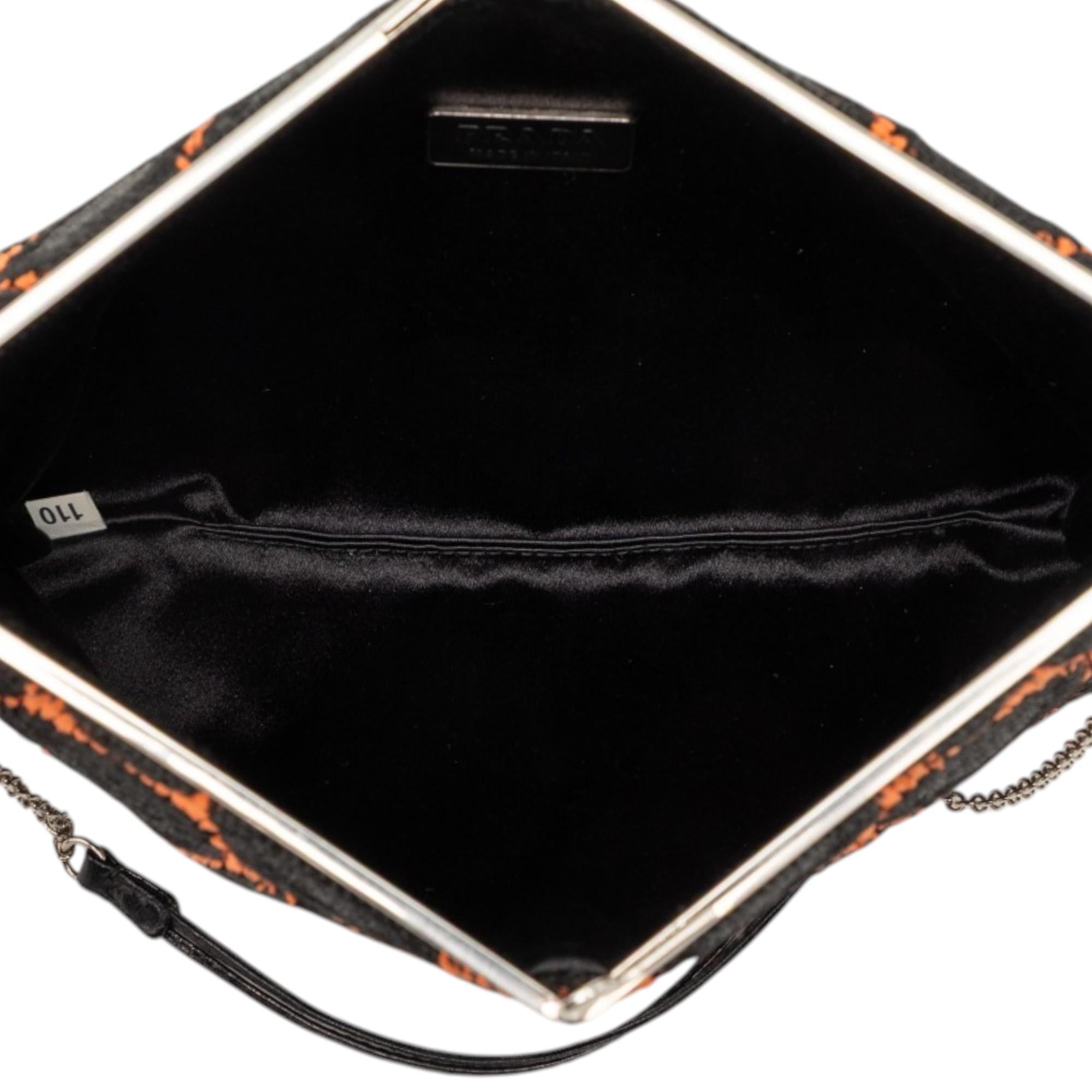 Prada Jacquard Kisslock Clutch with Chain