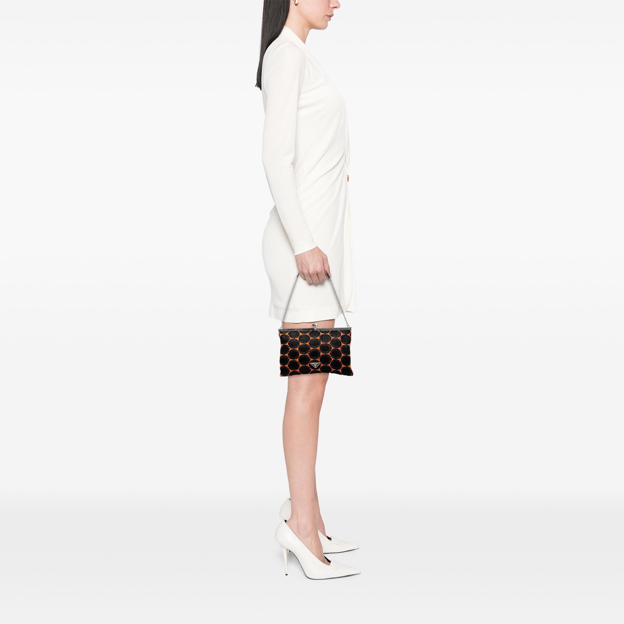 Prada Jacquard Kisslock Clutch with Chain