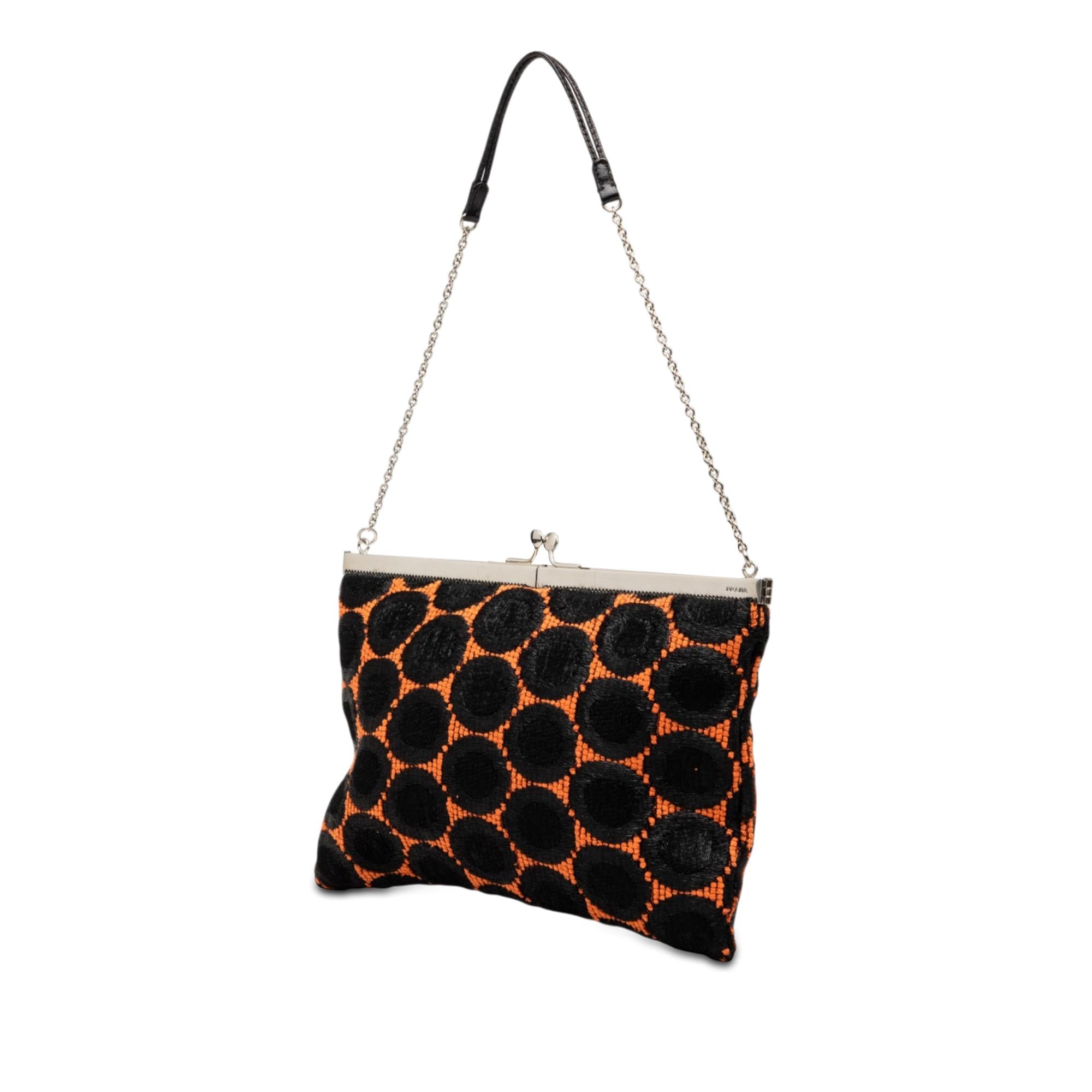 Prada Jacquard Kisslock Clutch with Chain