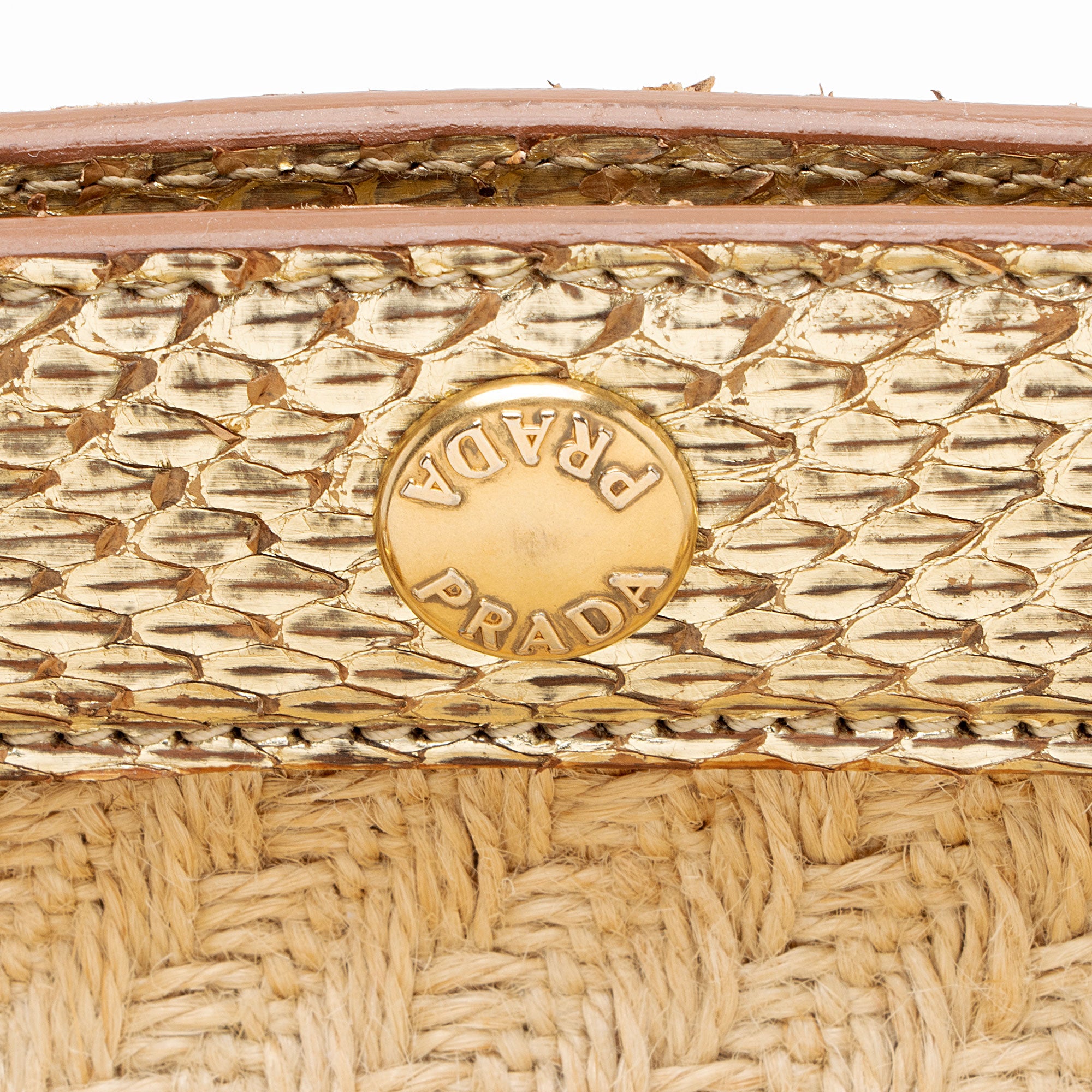 Prada Jute Metallic Python Framed Satchel