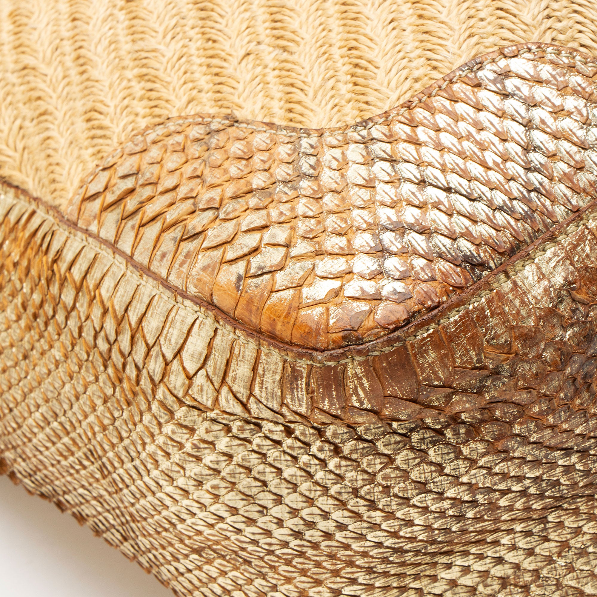 Prada Jute Metallic Python Hobo