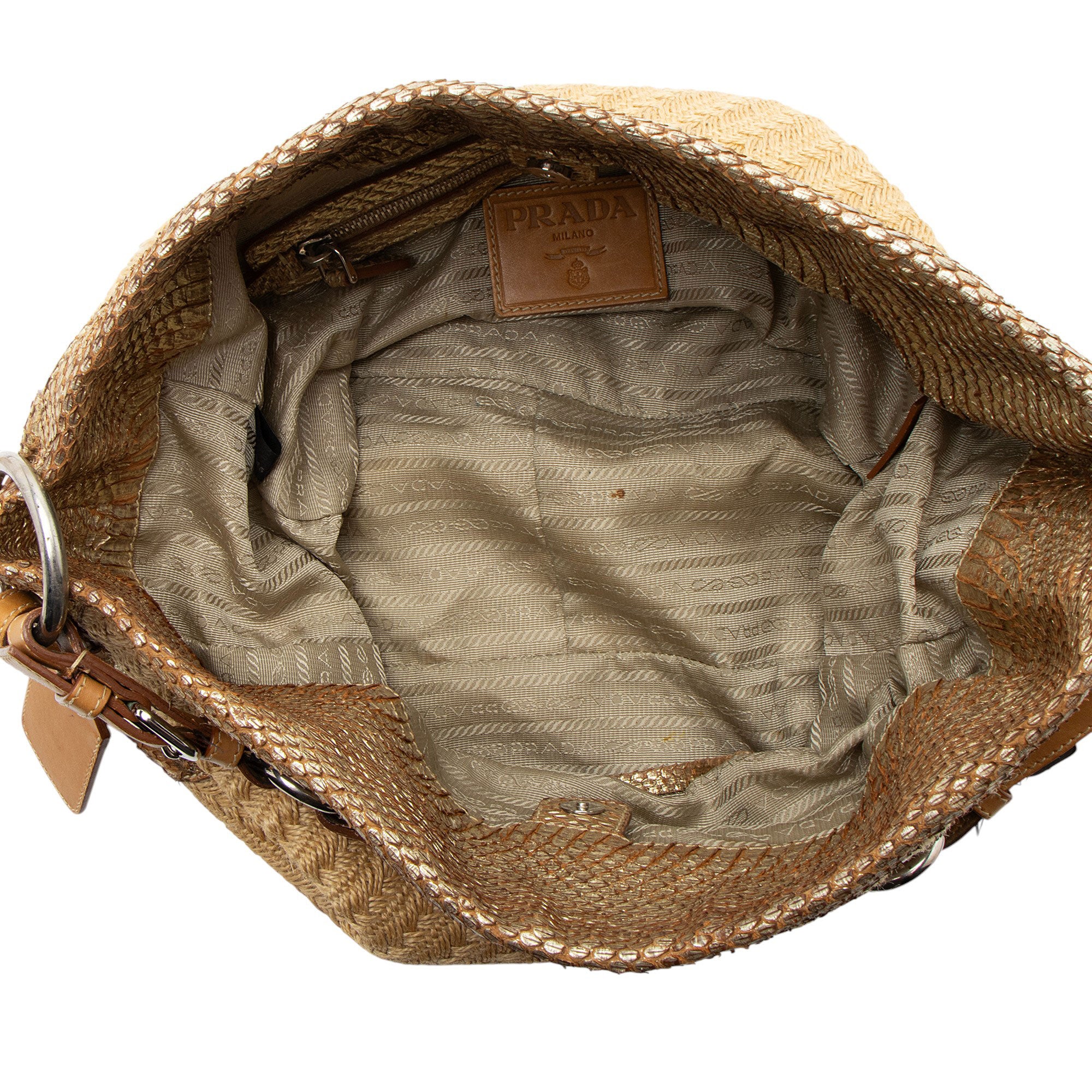 Prada Jute Metallic Python Hobo