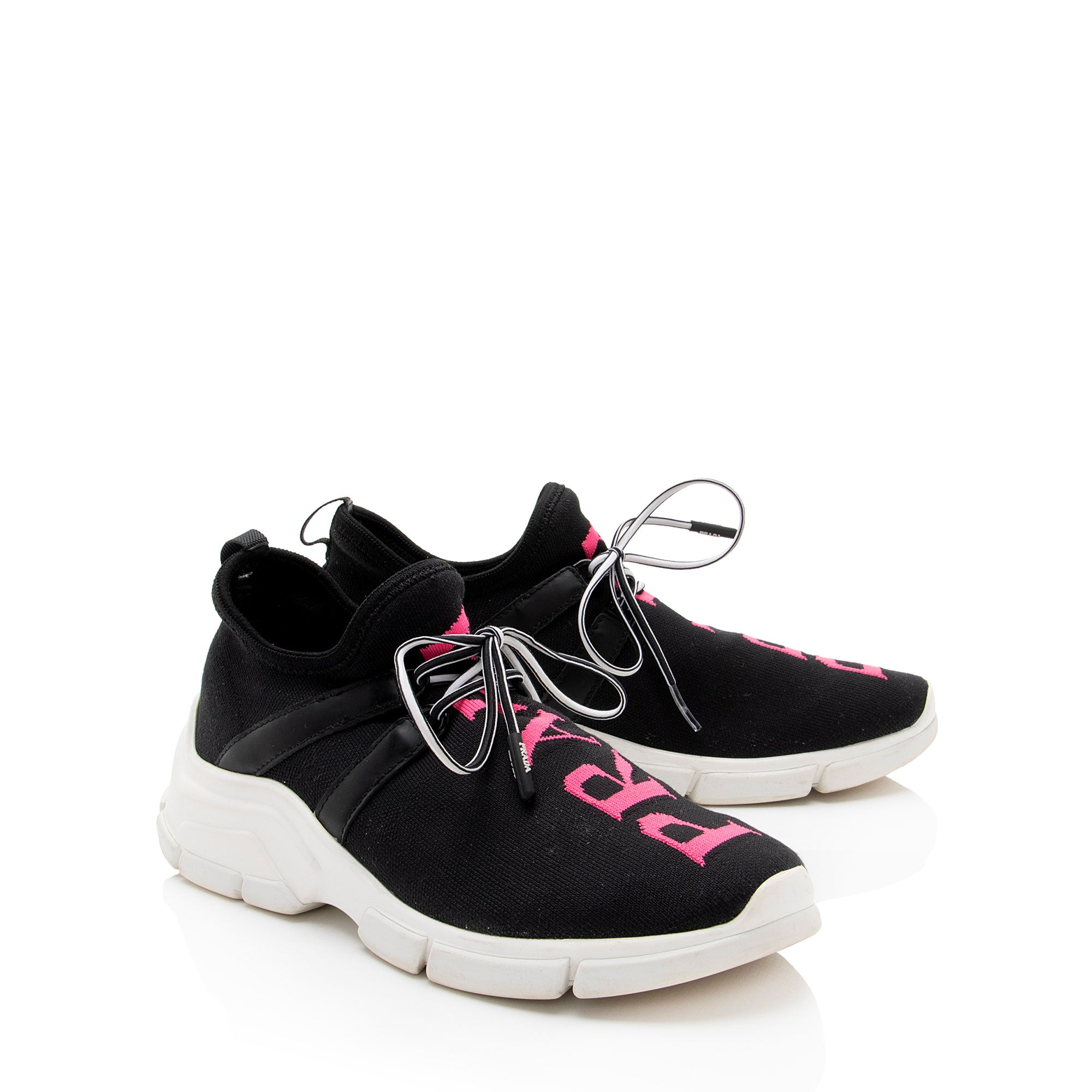 Prada Knit Logo Sneakers - Size 6.5 / 36.5 (SHF-cXSbGD)