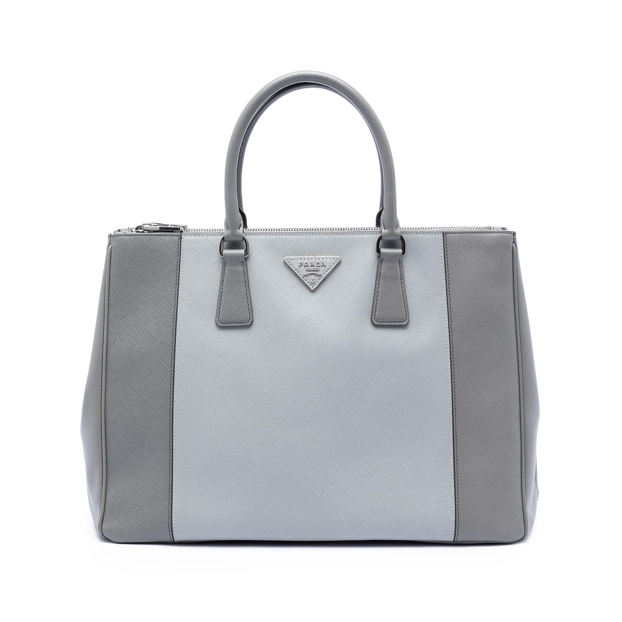 Prada Large Bicolor Saffiano Lux Galleria Double Zip Satchel