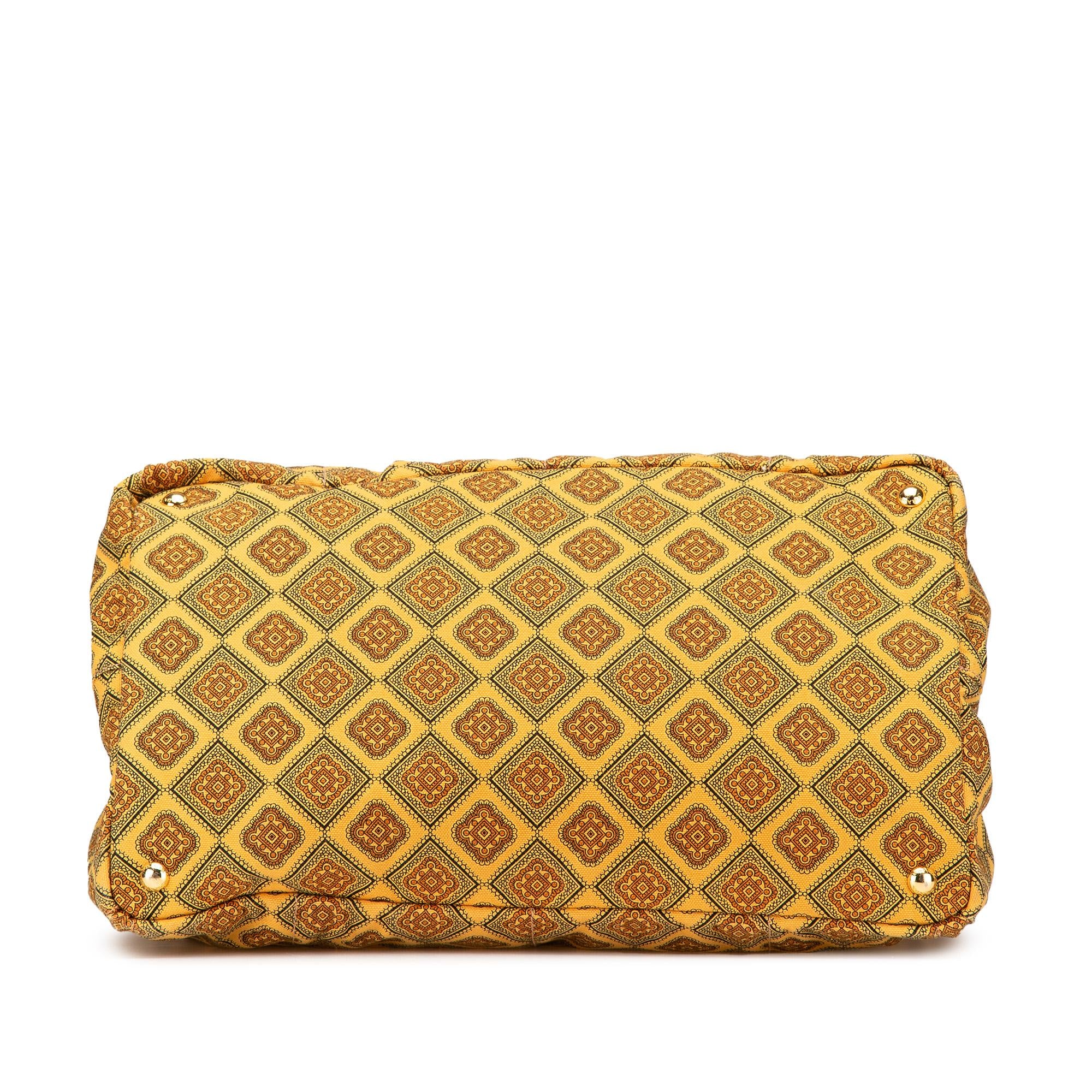 Prada Large Canvas Printed Canapa Satchel