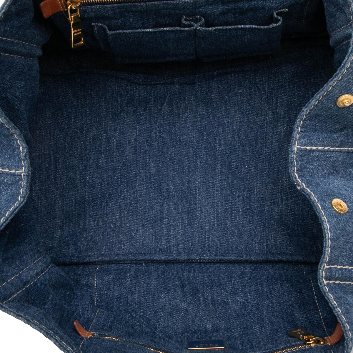 Prada Large Denim Canapa Logo Tote