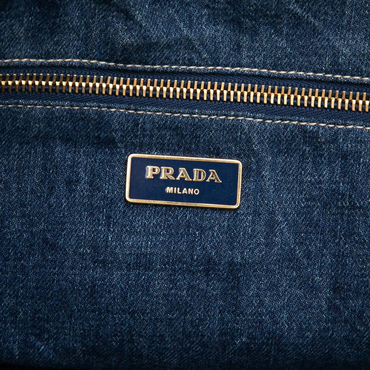 Prada Large Denim Canapa Logo Tote