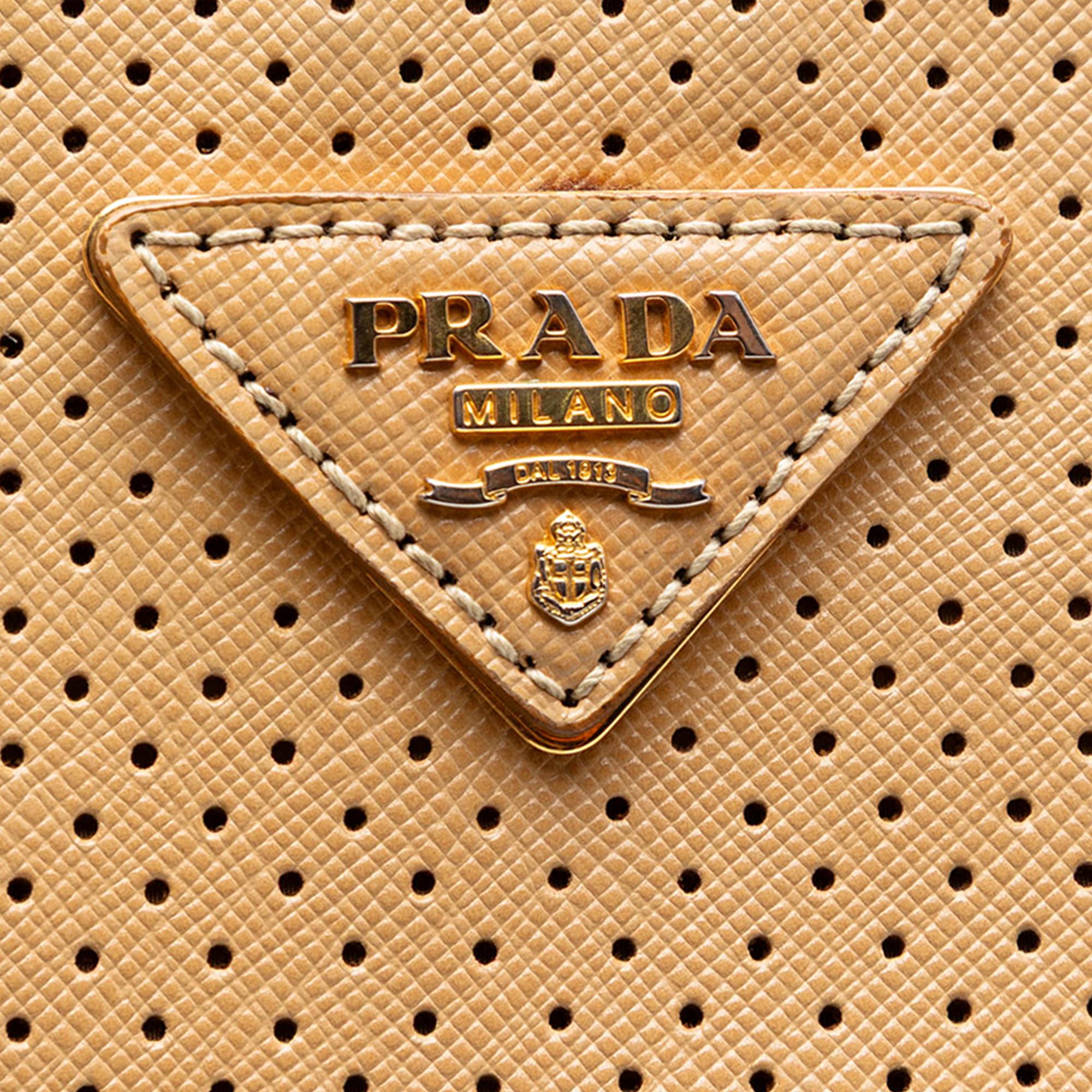 Prada Large Perforated Saffiano Lux Galleria Zip Tote