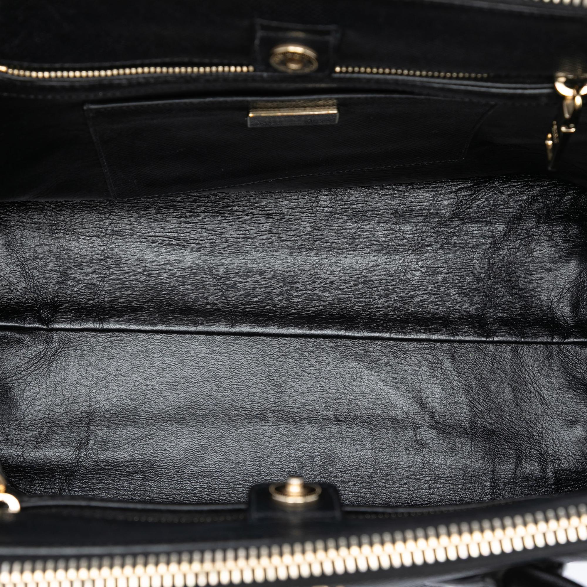 Prada Large Saffiano Cuir Double Zip Top Handle Bag