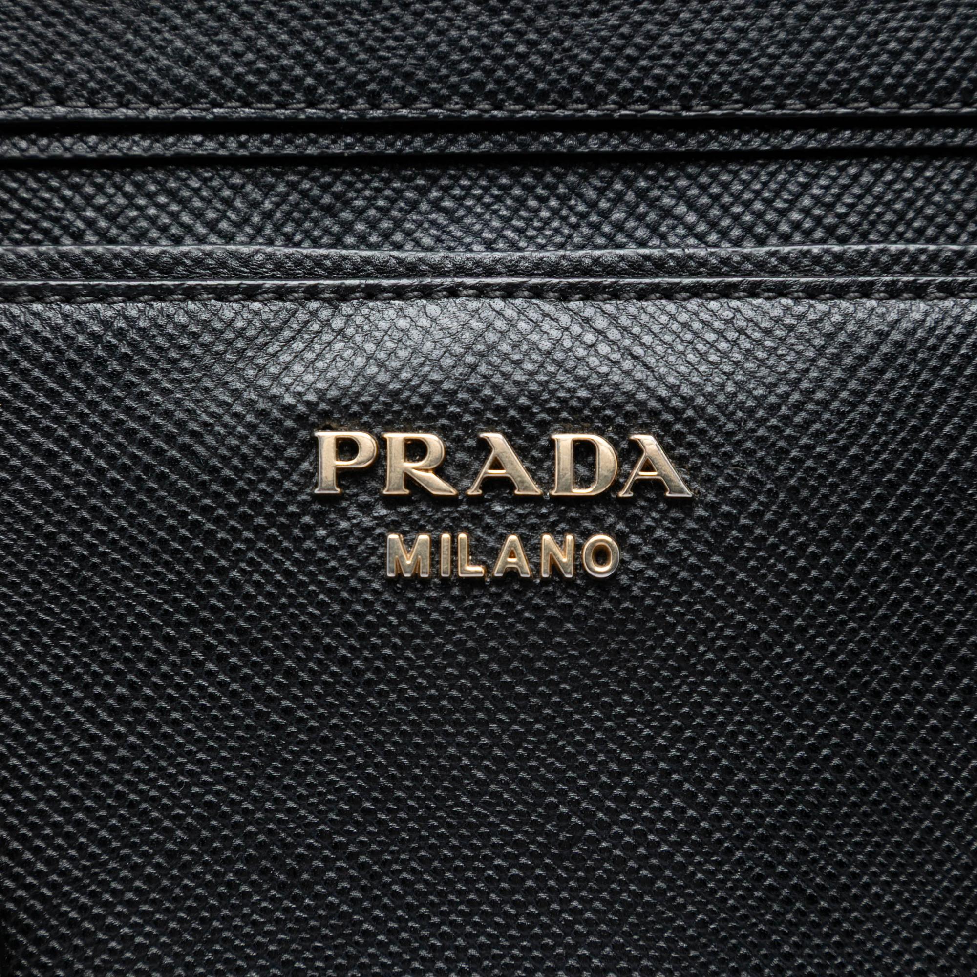 Prada Large Saffiano Cuir Double Zip Top Handle Bag