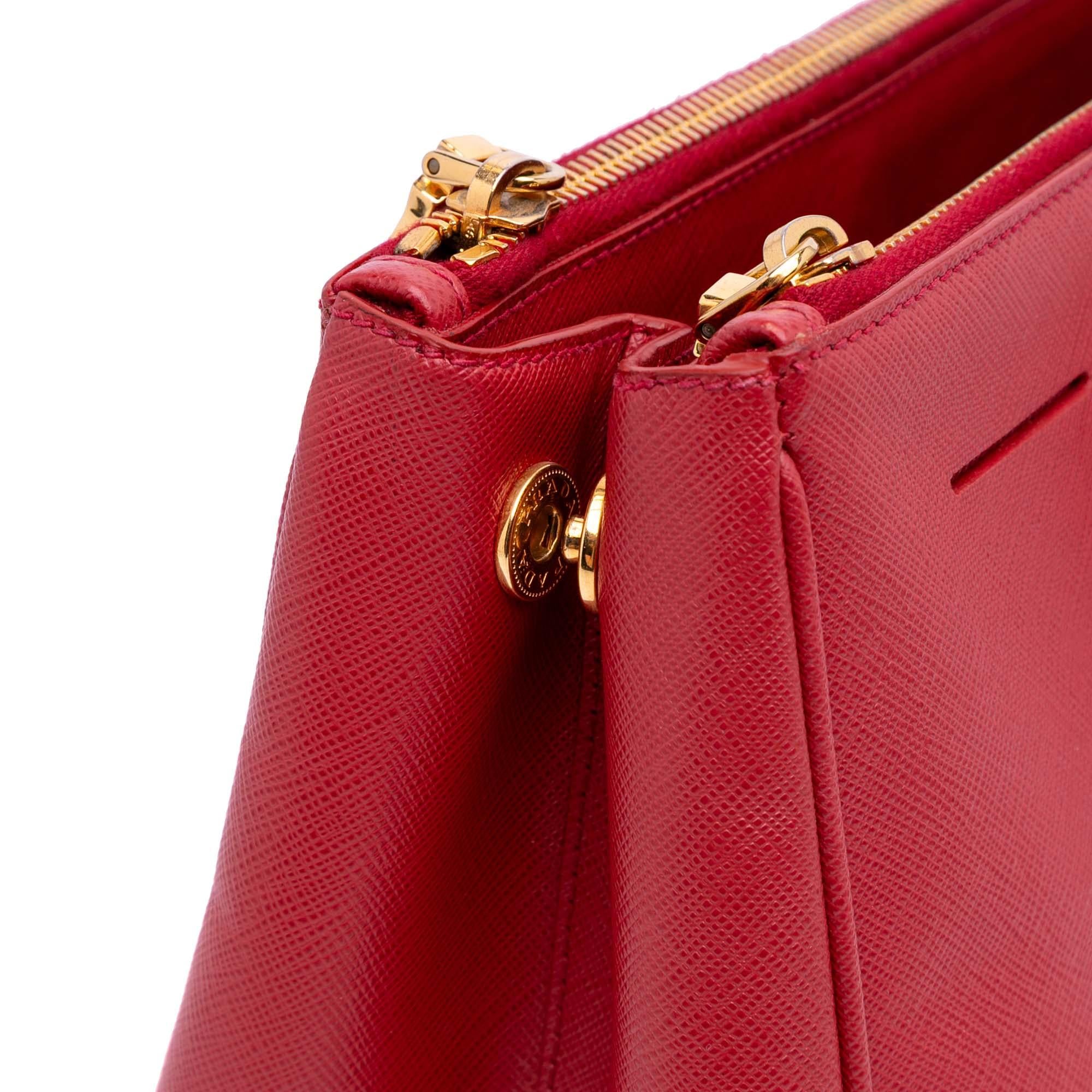Prada Large Saffiano Lux Galleria Double Zip Satchel