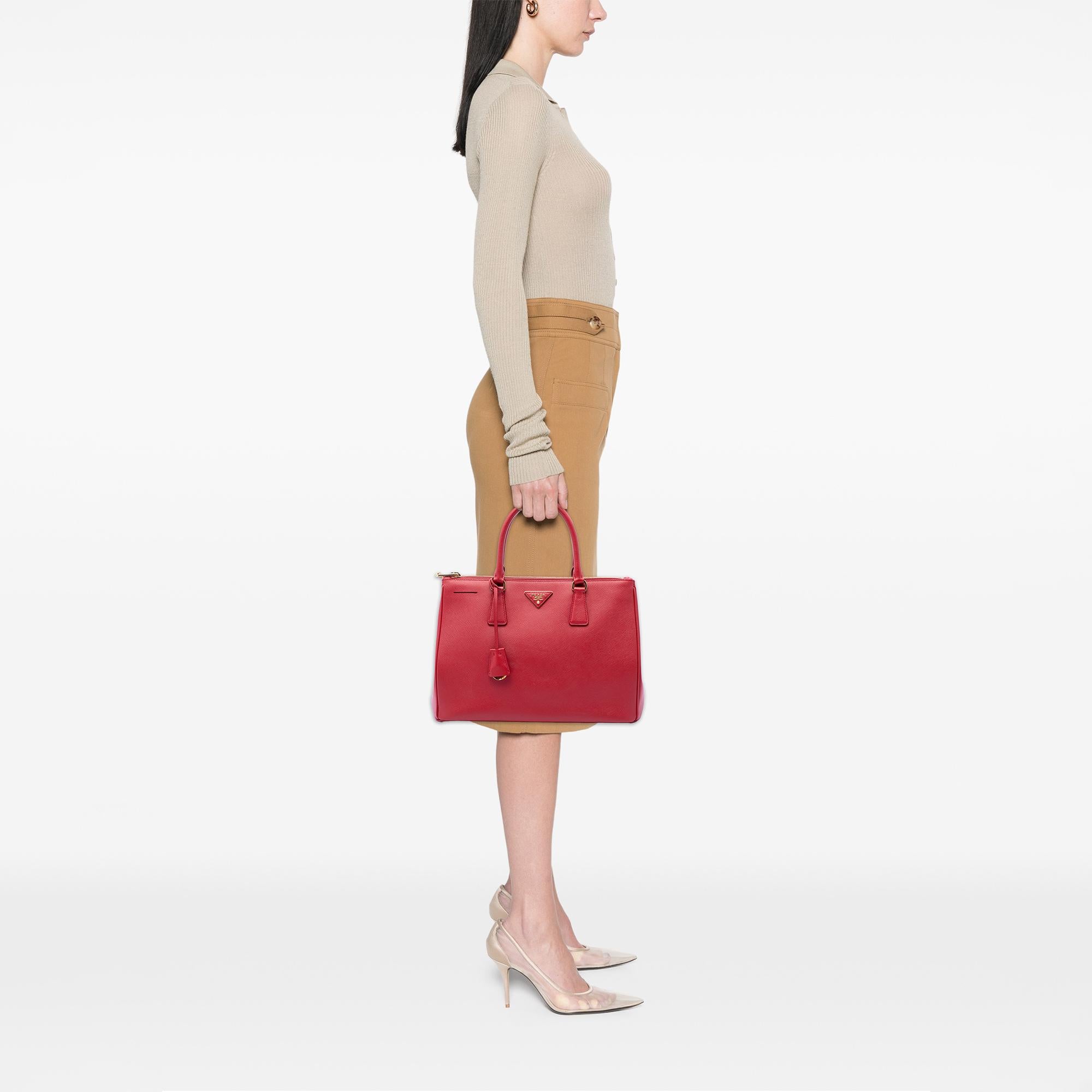 Prada Large Saffiano Lux Galleria Double Zip Tote