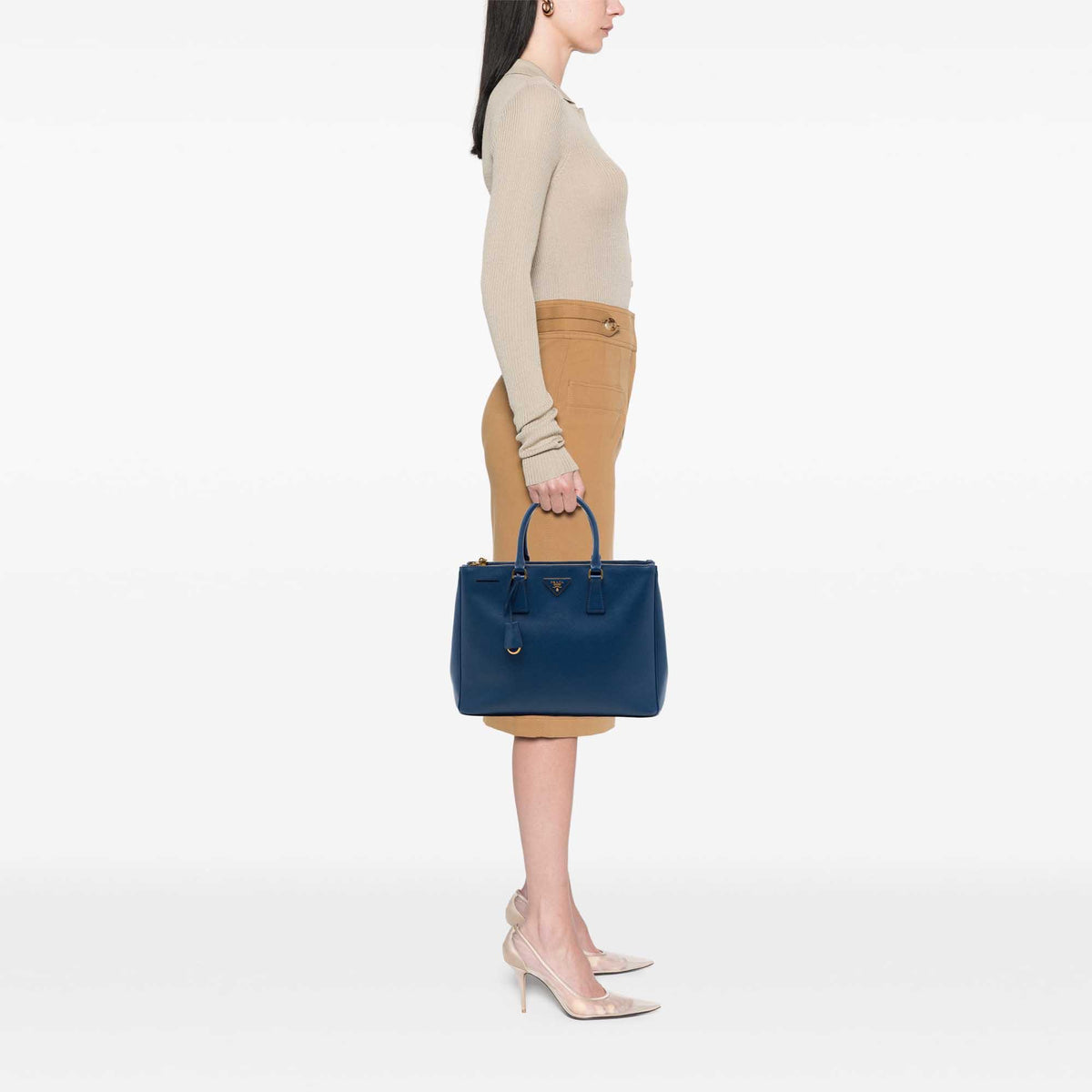 Prada Large Saffiano Lux Galleria Double Zip Tote