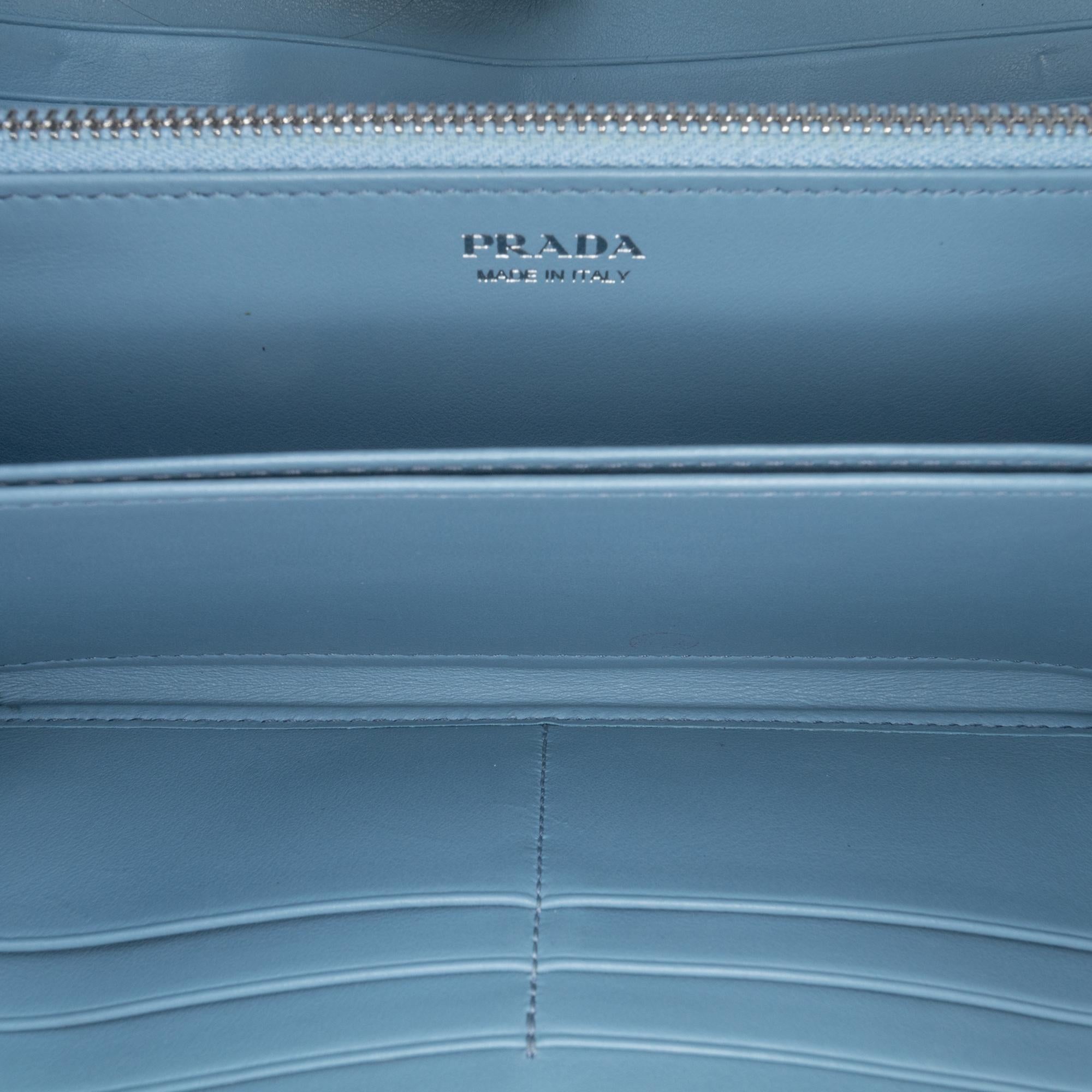 Prada Leather Etiquette Zip Around Wallet
