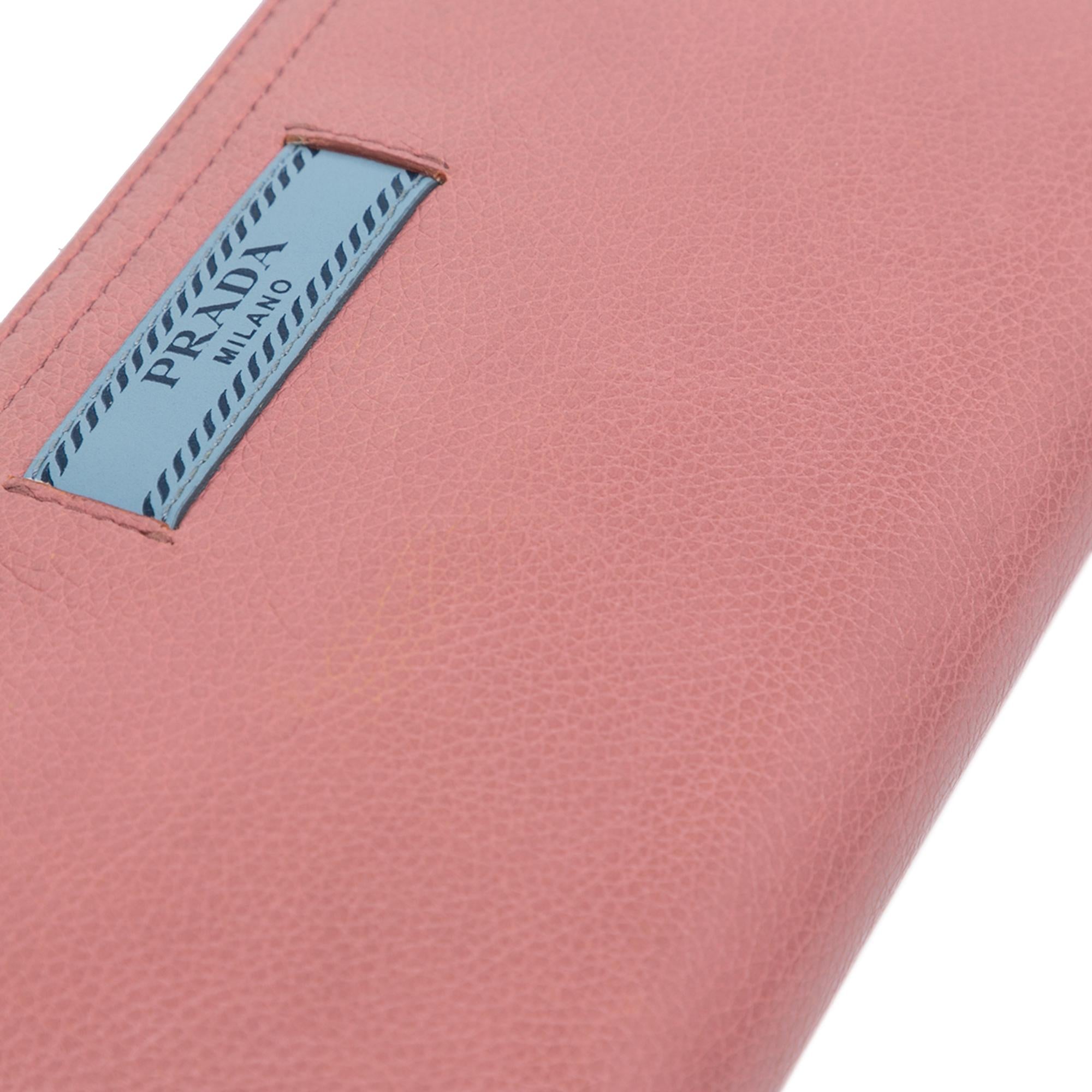Prada Leather Etiquette Zip Around Wallet