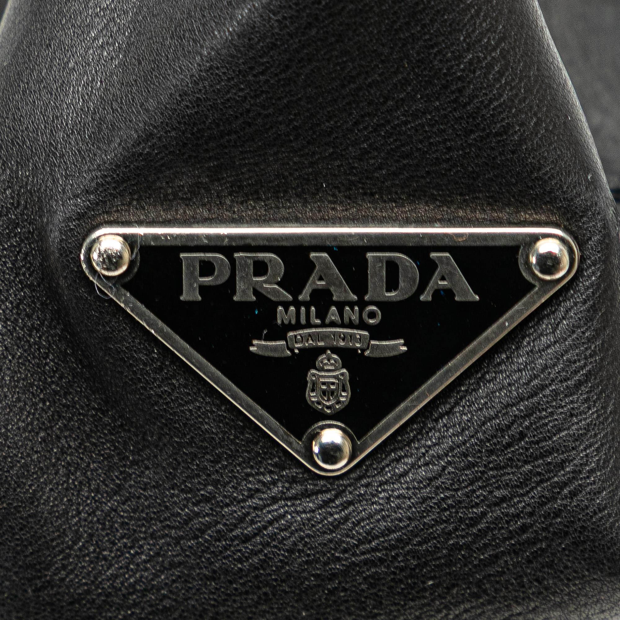 Prada Leather Studded Easy Shoulder Bag
