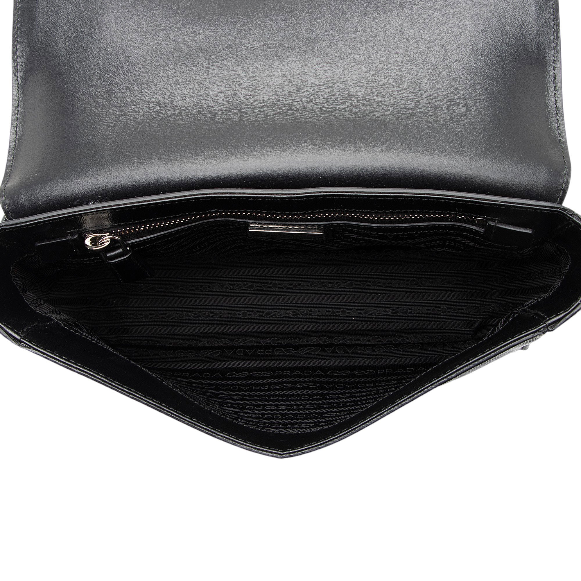 Prada Leather Triangle Logo Flap Shoulder Bag (SHF-gkkZ4n)