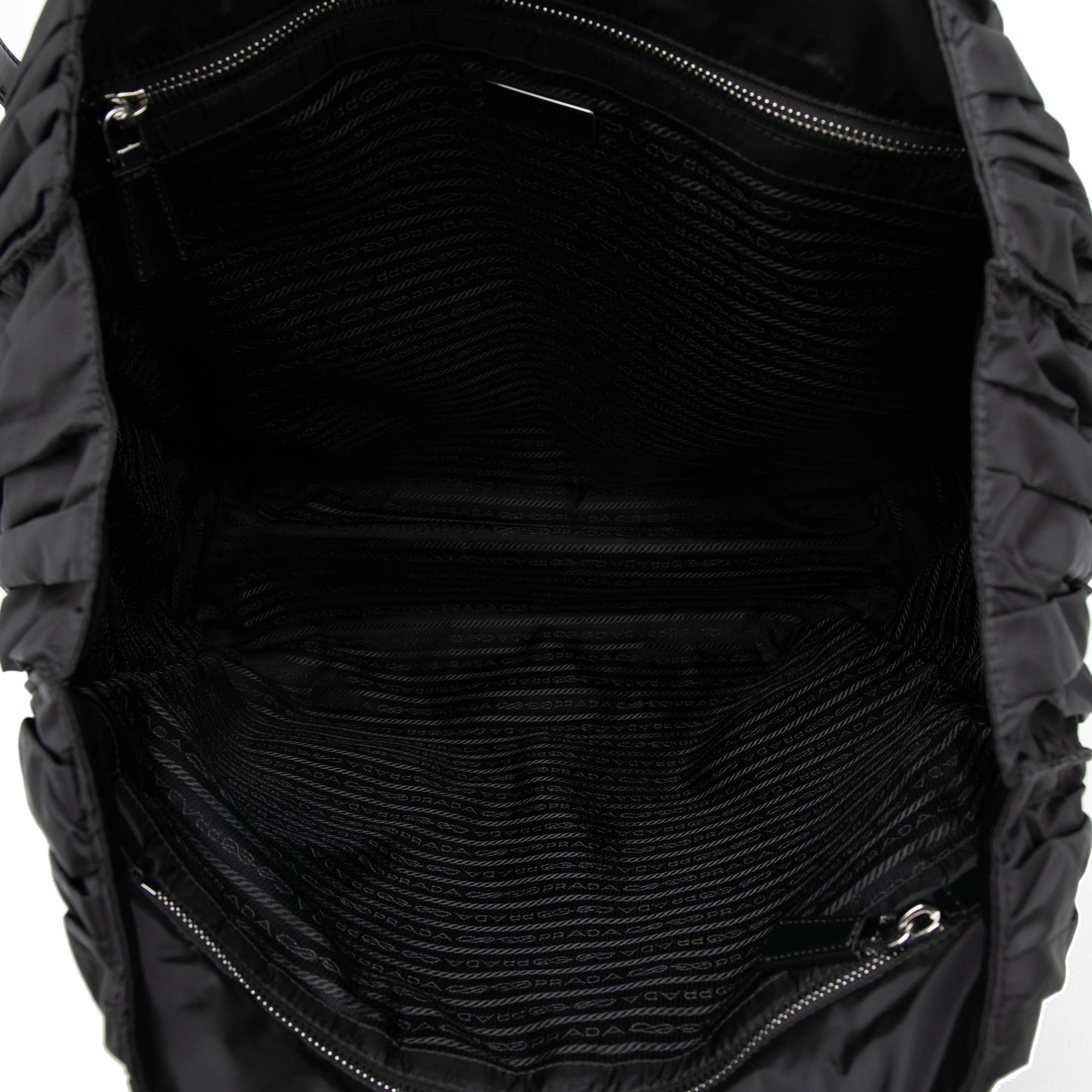 Prada Leather Trimmed Re Nylon Pleated Tote