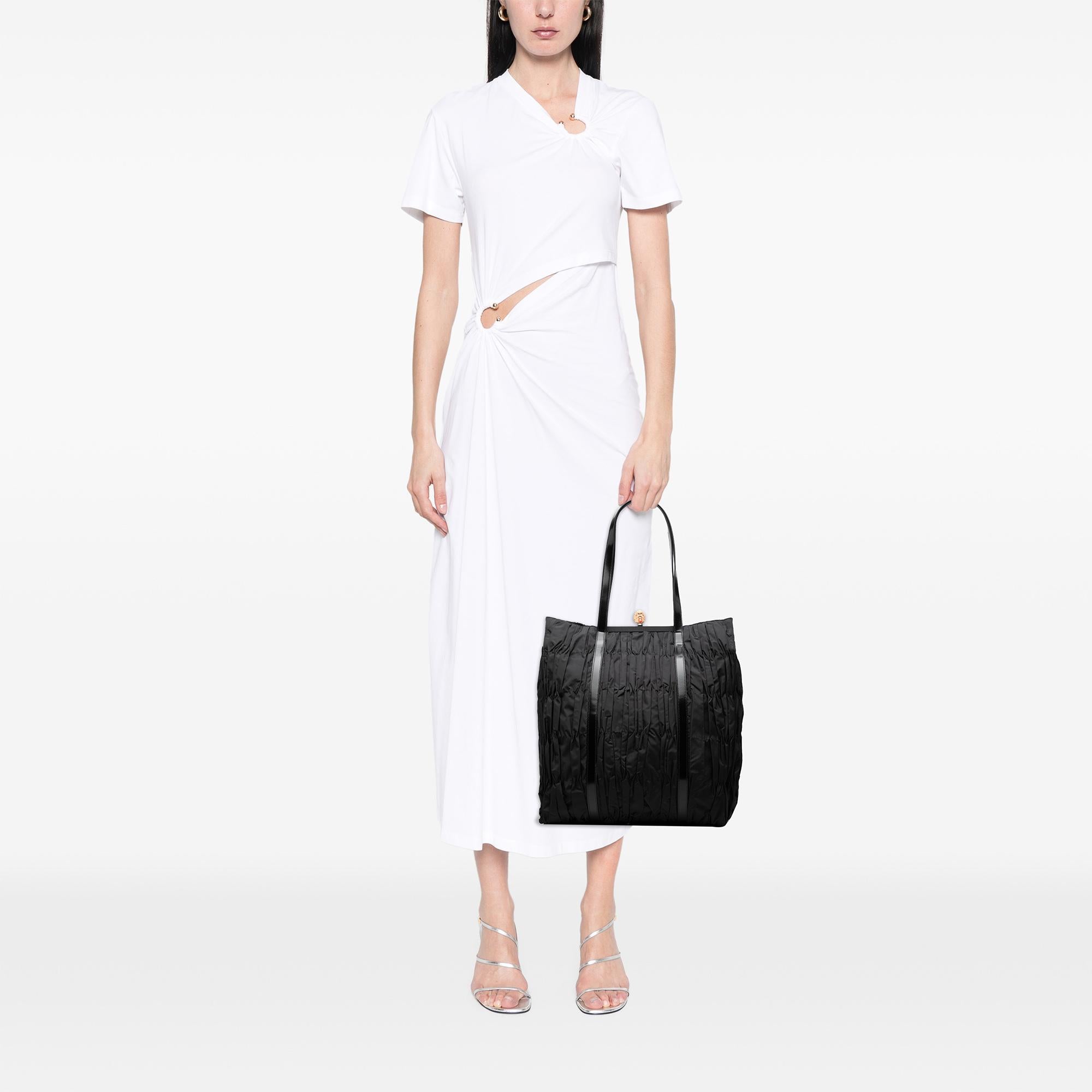 Prada Leather Trimmed Re Nylon Pleated Tote