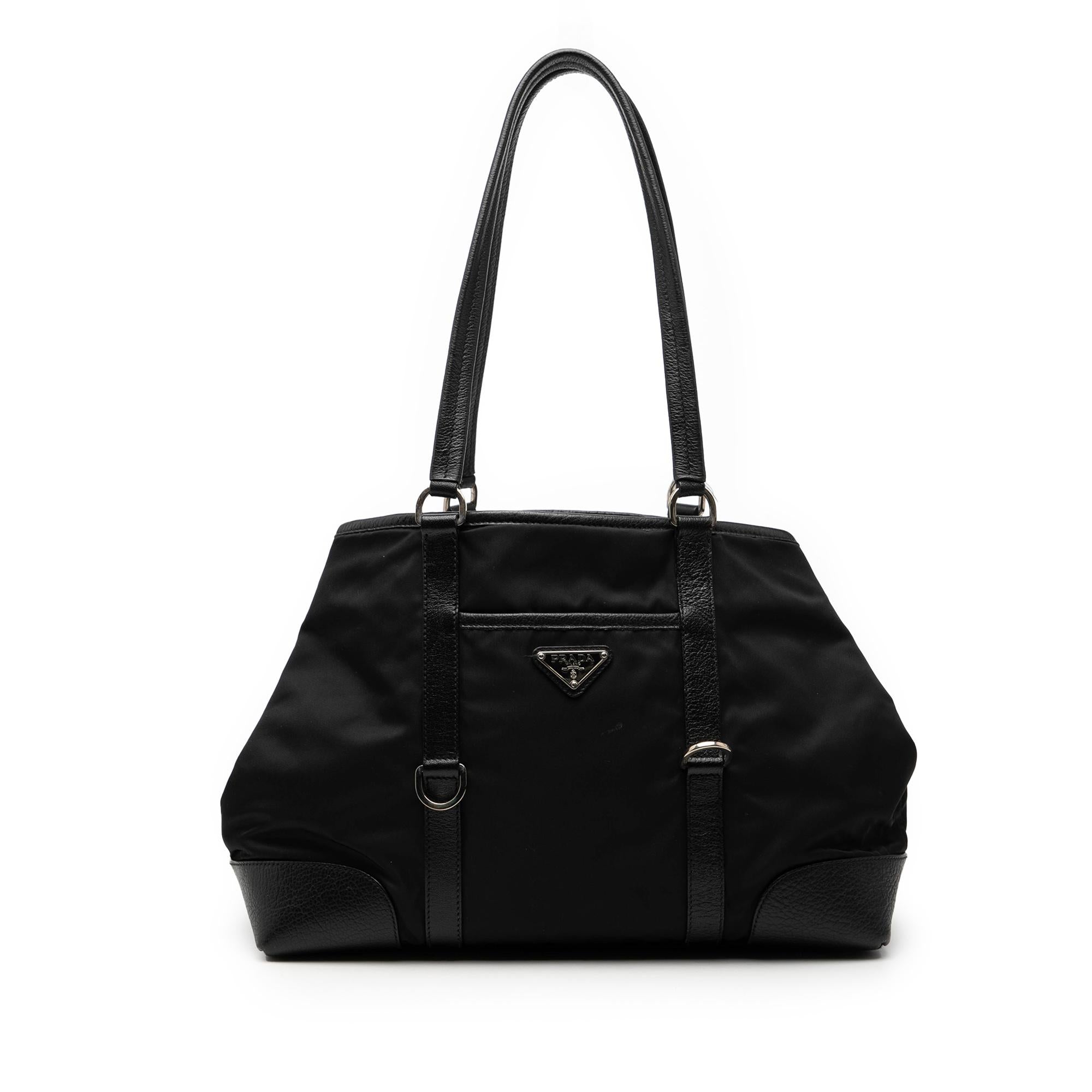 Prada Leather Trimmed Tessuto Tote