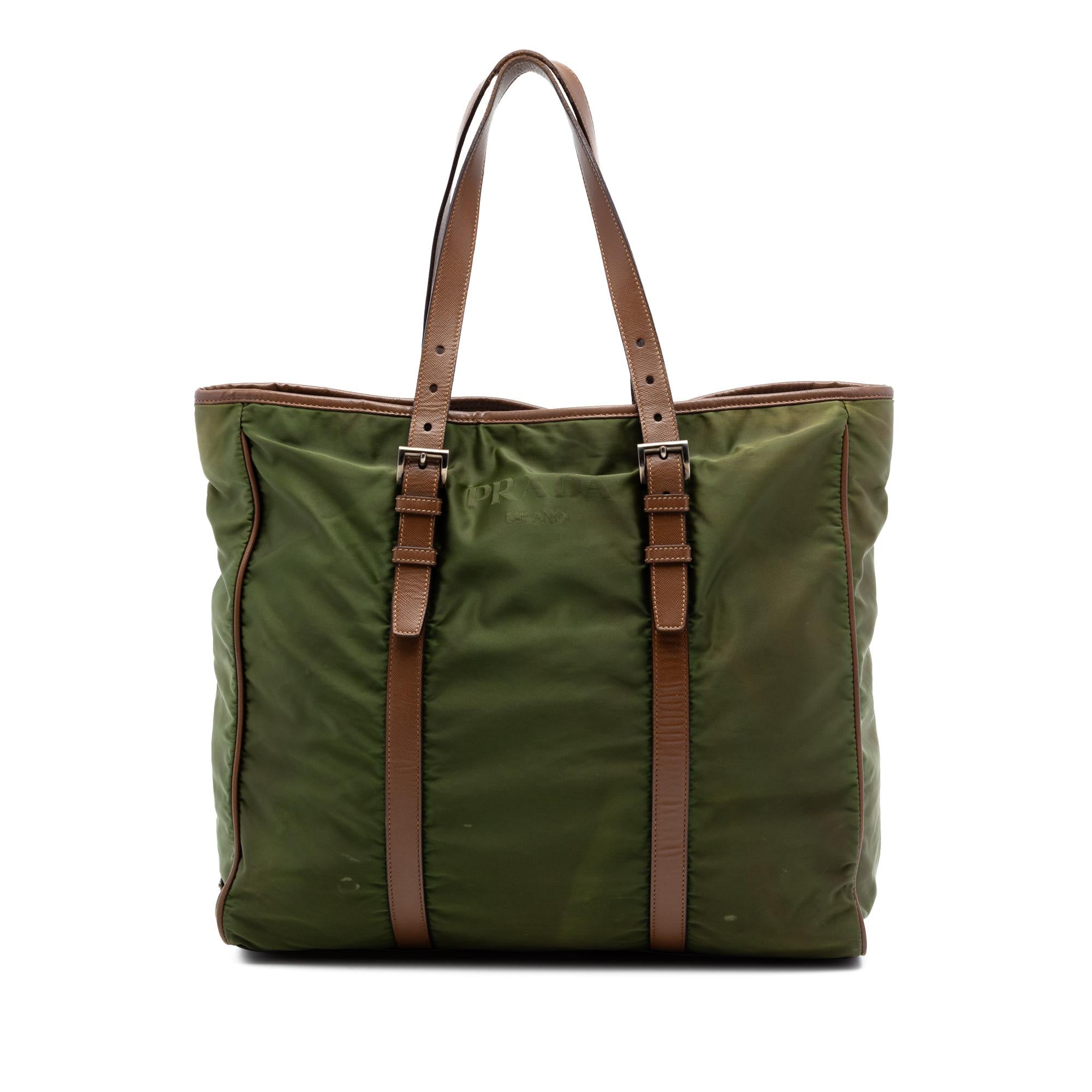 Prada Leather Trimmed Tessuto Tote